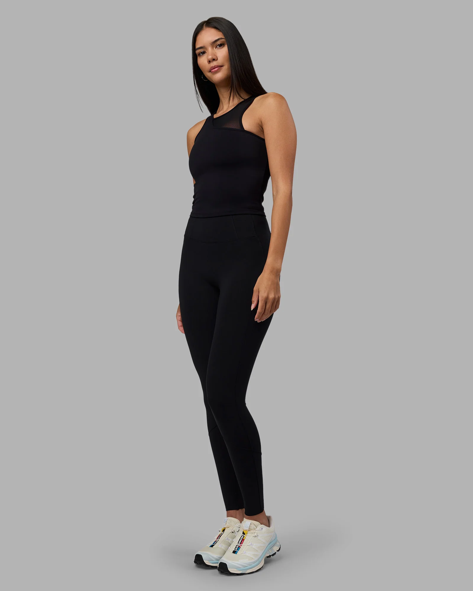 Motion Mesh Shelf Bra Tank - Black - Image 6