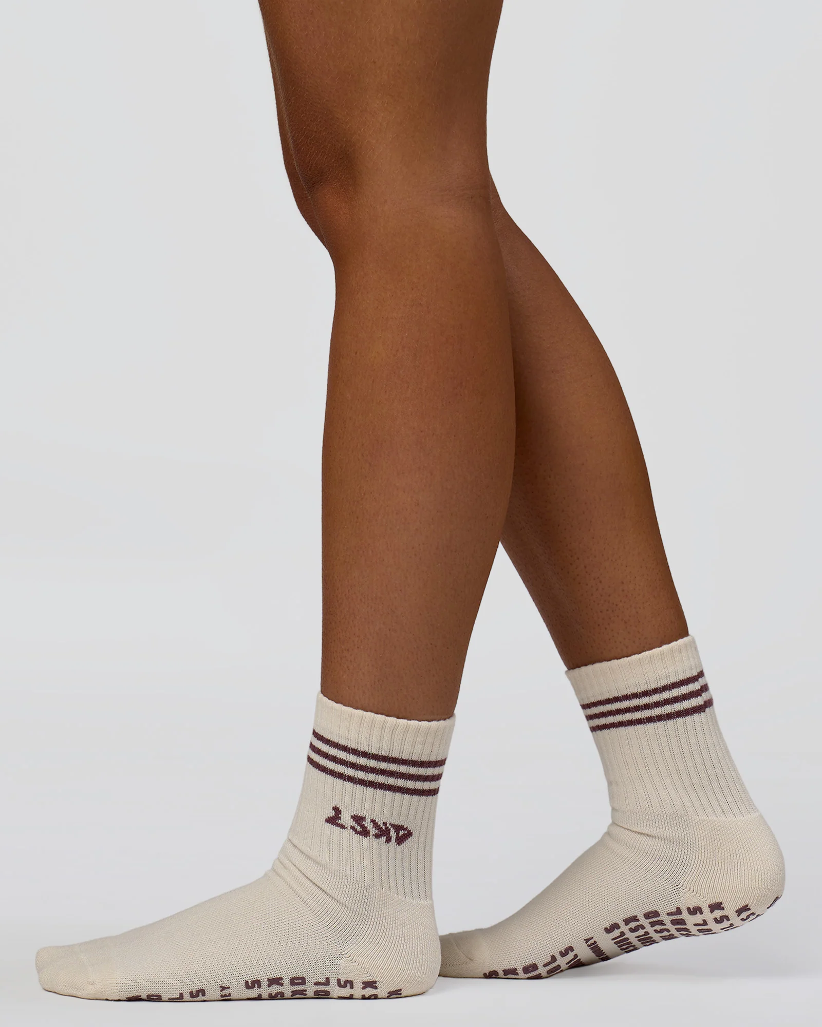 Motion Pilates Grip Socks - Off White-Hot Chocolate - Image 2