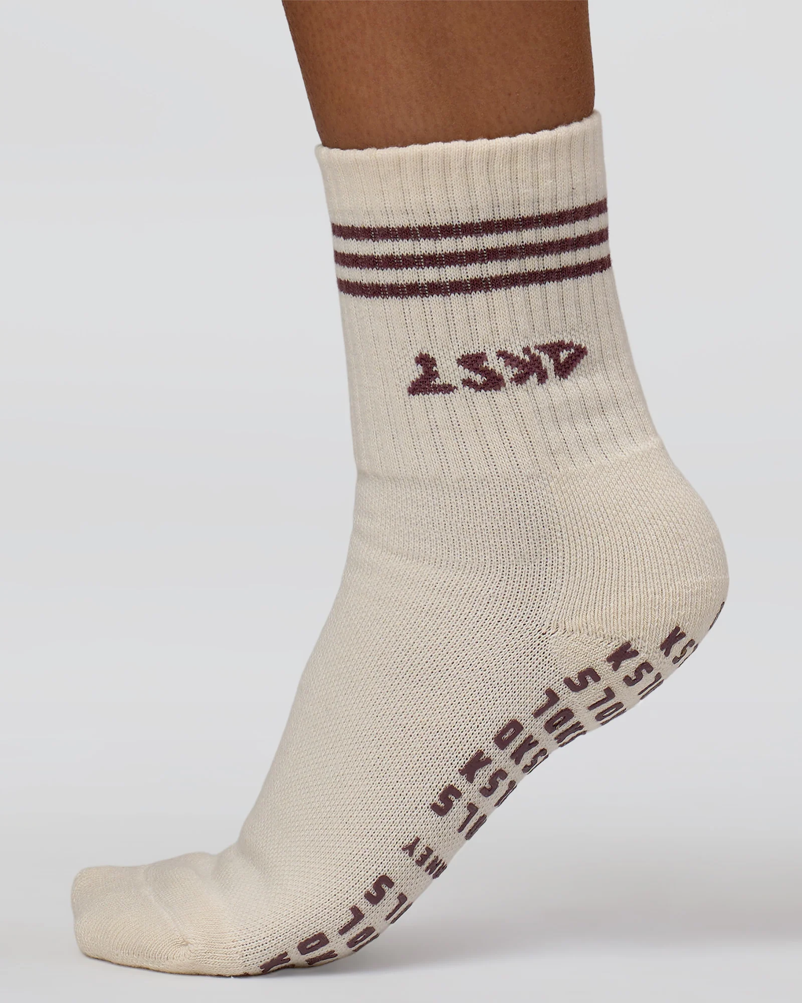 Motion Pilates Grip Socks - Off White-Hot Chocolate - Image 5