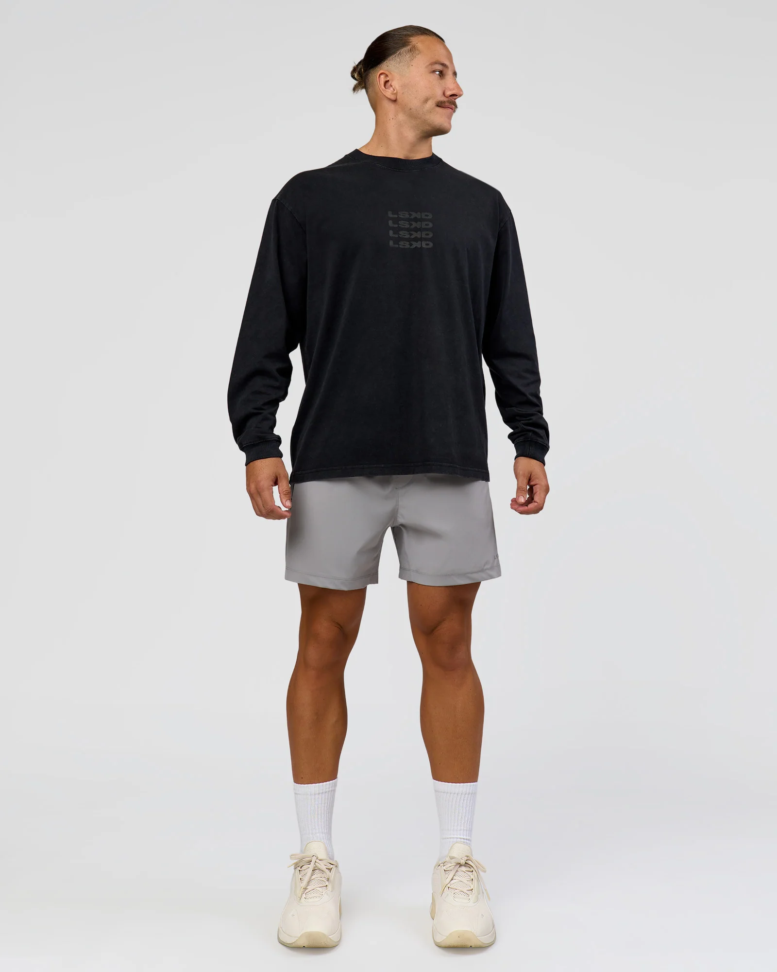 Move Fast Heavyweight Oversized Long Sleeve Tee - Black Washed - Image 4