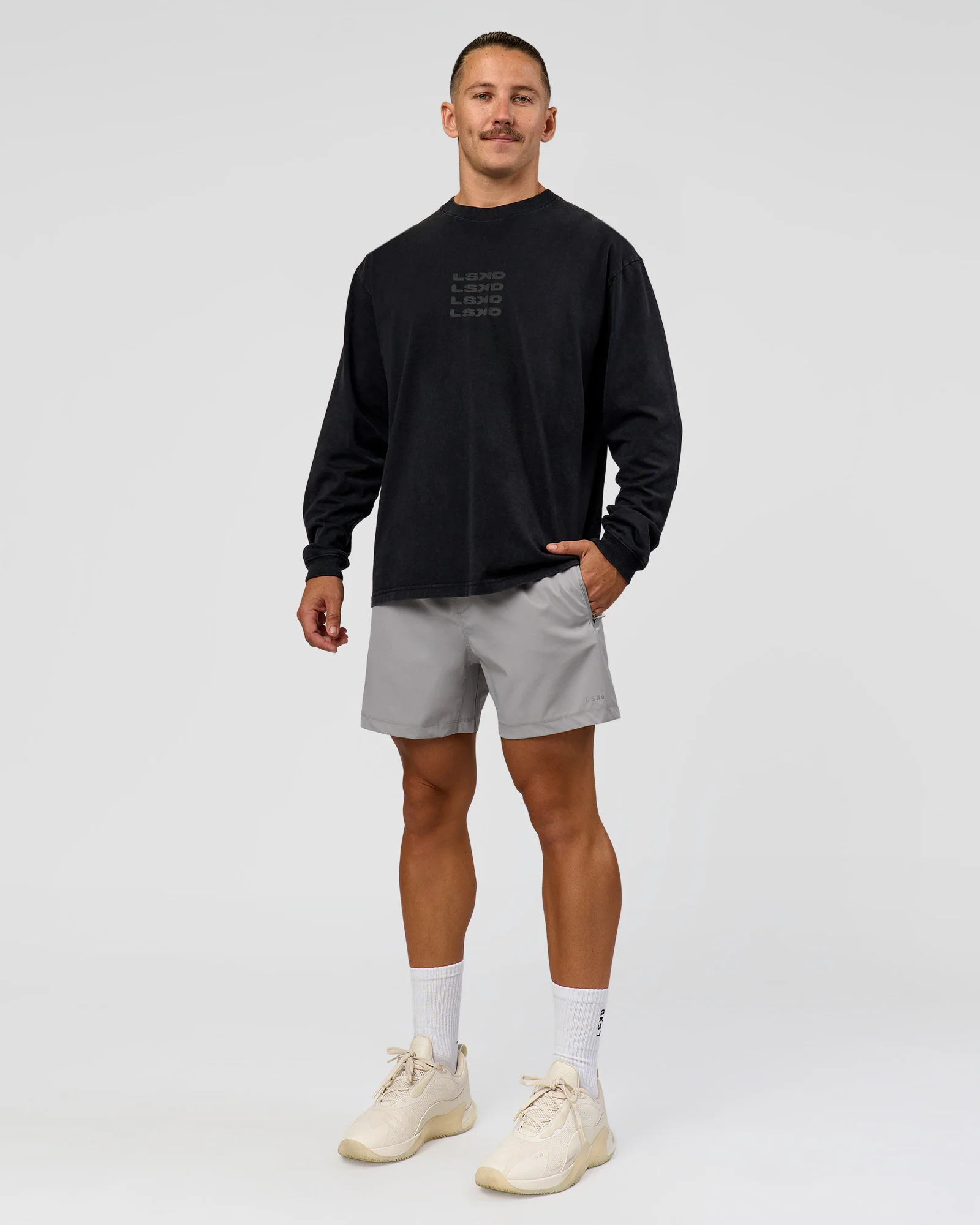 Move Fast Heavyweight Oversized Long Sleeve Tee - Black Washed - Image 6