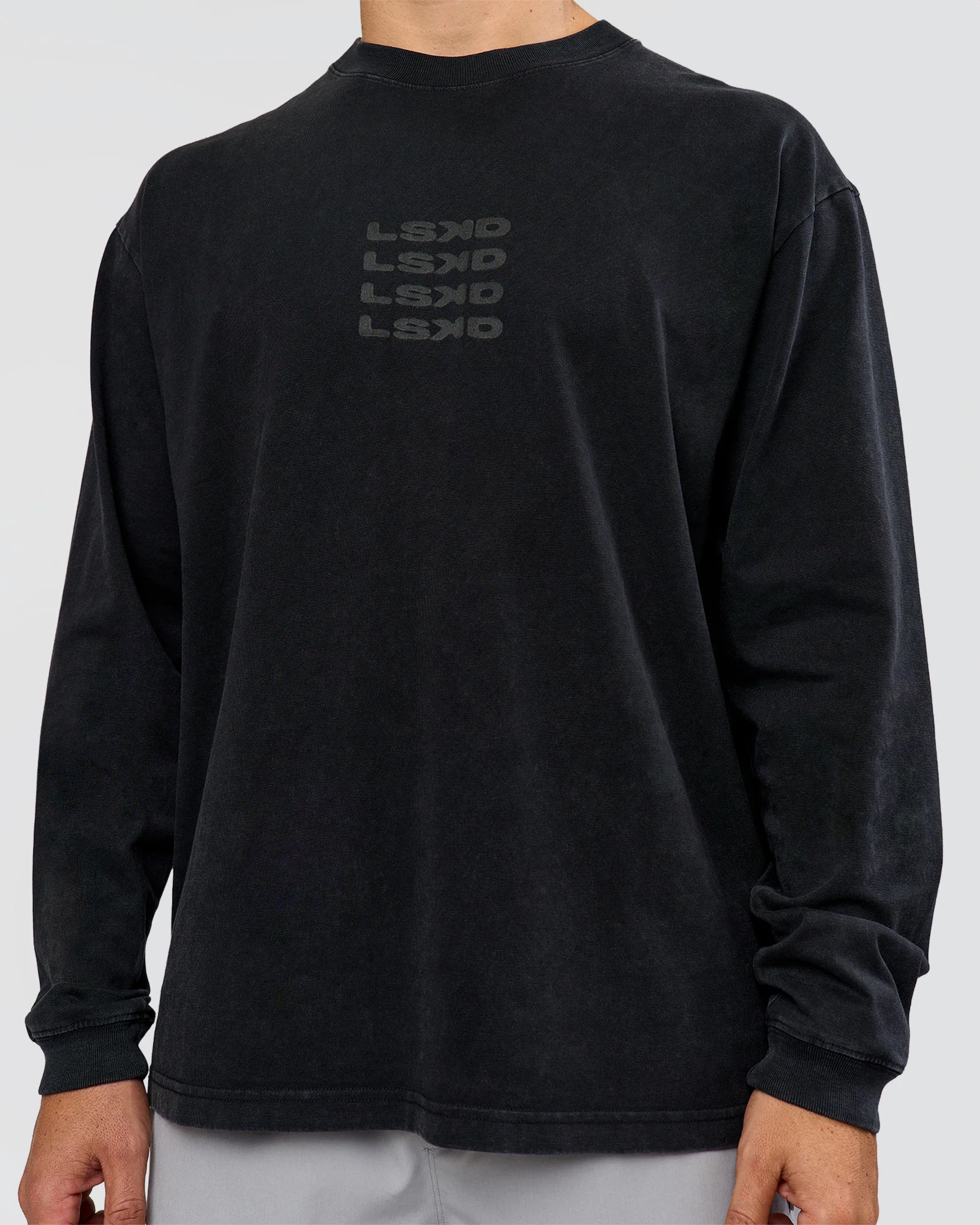 Move Fast Heavyweight Oversized Long Sleeve Tee - Black Washed - Image 7