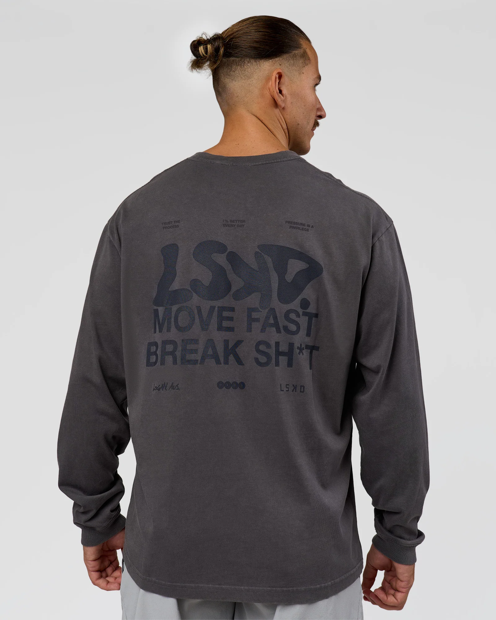 Move Fast Heavyweight Oversized Long Sleeve Tee - Dark Storm Washed - Image 2