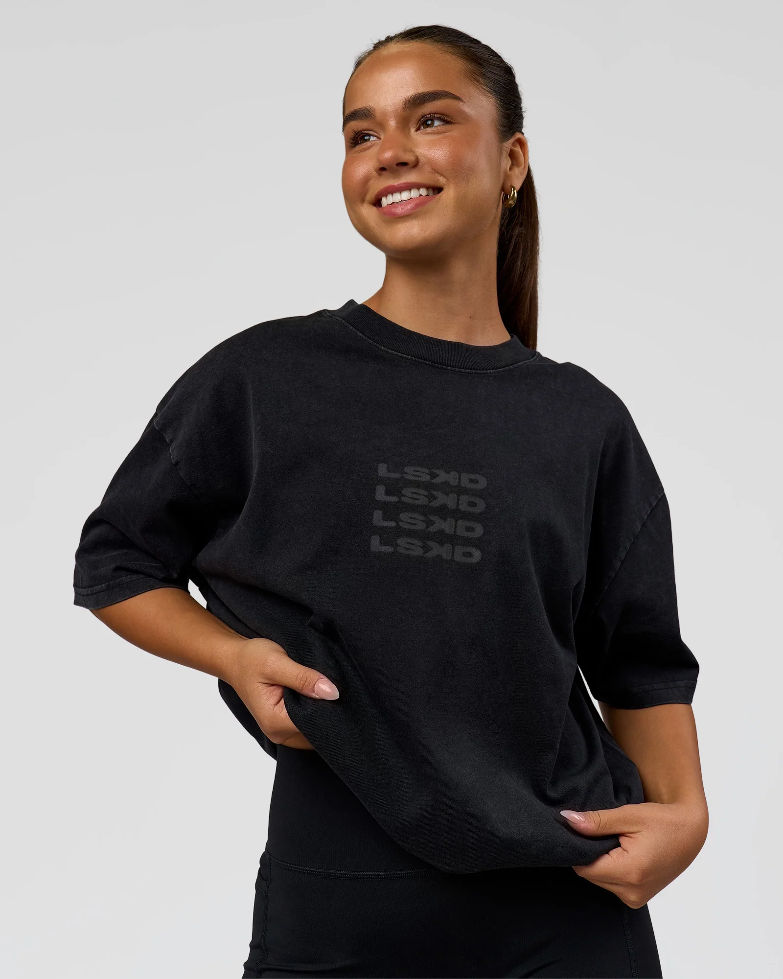 Move Fast Heavyweight Oversized Tee - Black Washed - Image 4