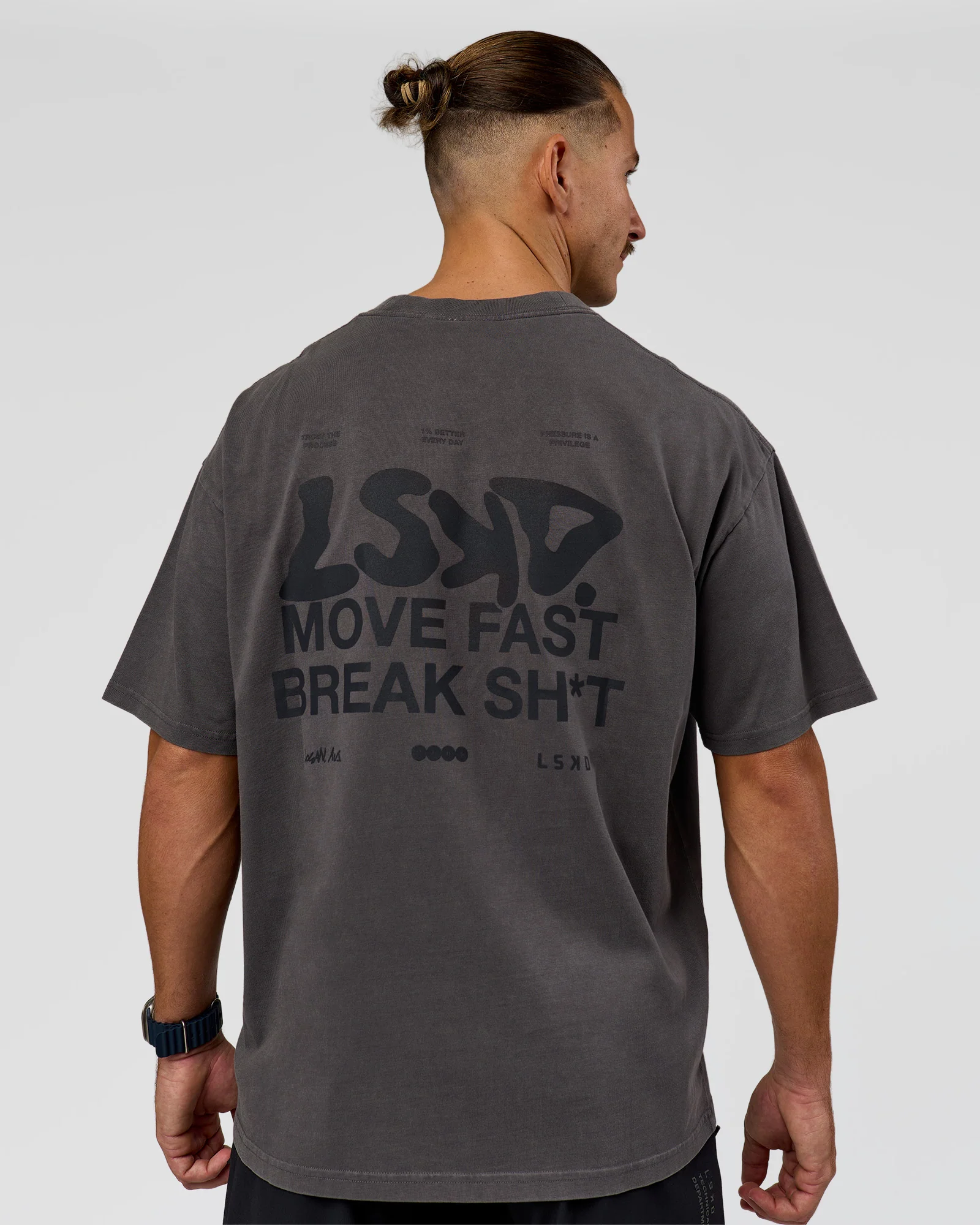 Move Fast Heavyweight Oversized Tee - Dark Storm Washed - Image 2