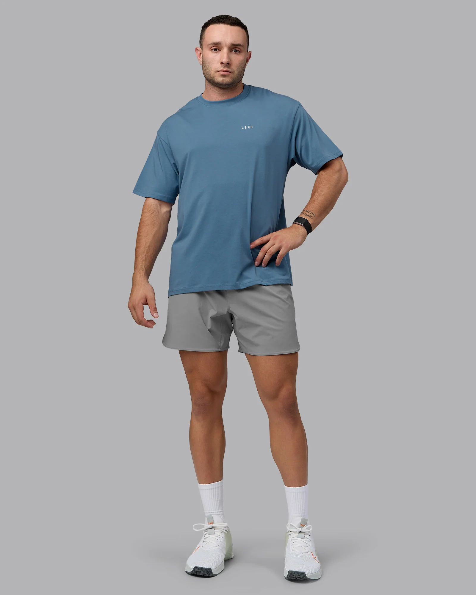 Move Fast Value Series FLXCotton Oversized Tee - Elemental Blue-Off White - Image 10