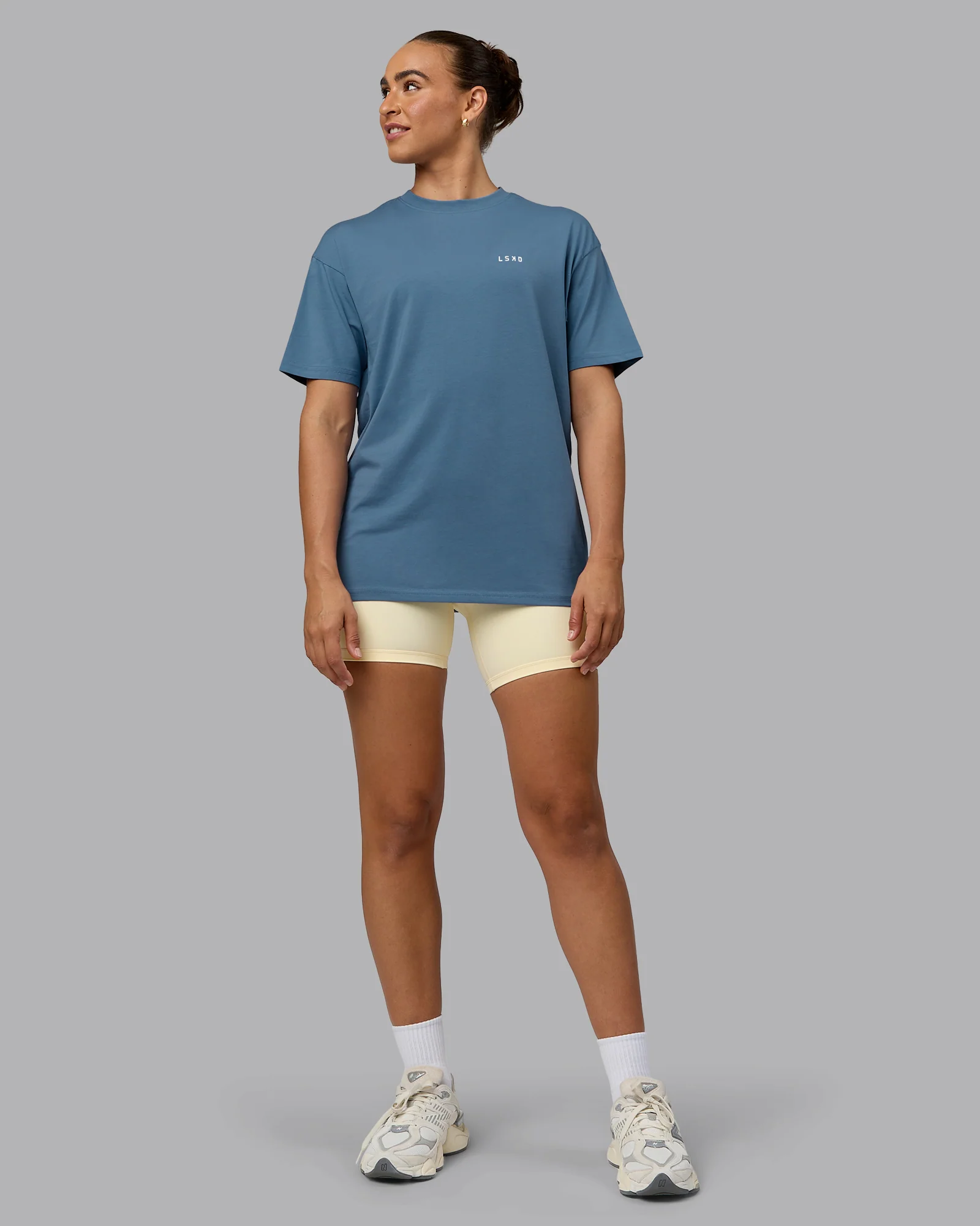 Move Fast Value Series FLXCotton Oversized Tee - Elemental Blue-Off White - Image 11