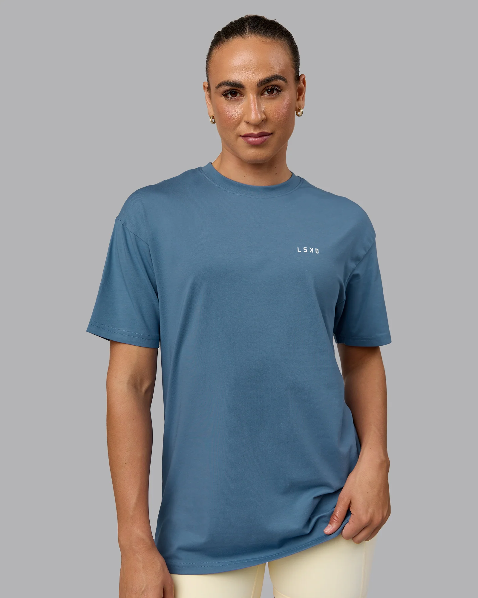 Move Fast Value Series FLXCotton Oversized Tee - Elemental Blue-Off White - Image 3