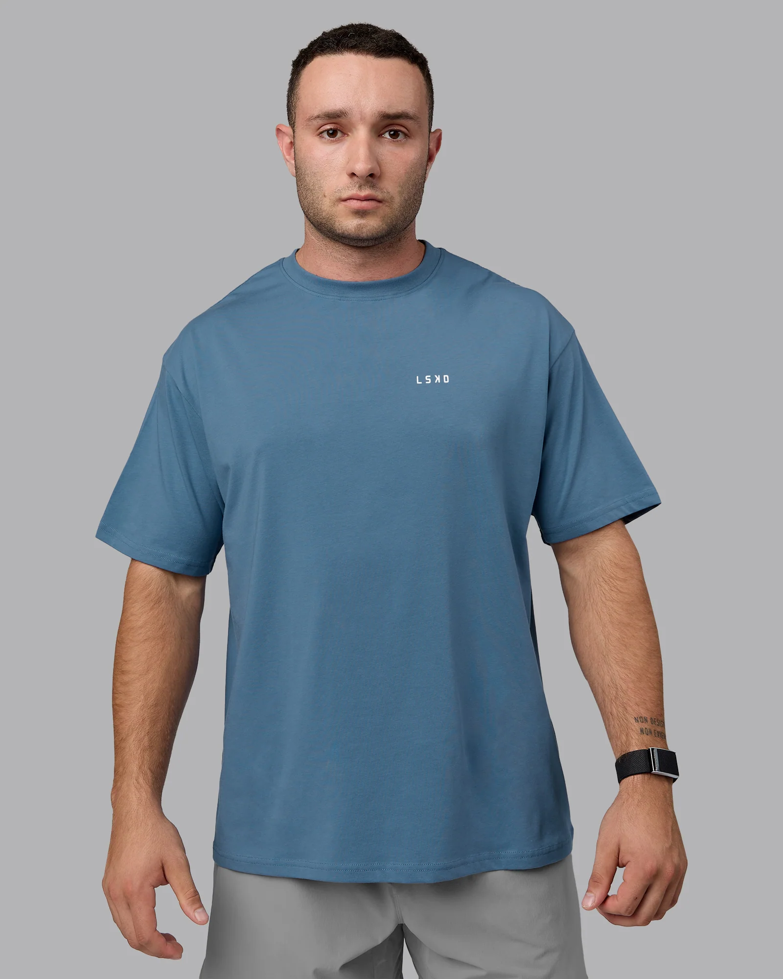 Move Fast Value Series FLXCotton Oversized Tee - Elemental Blue-Off White - Image 4