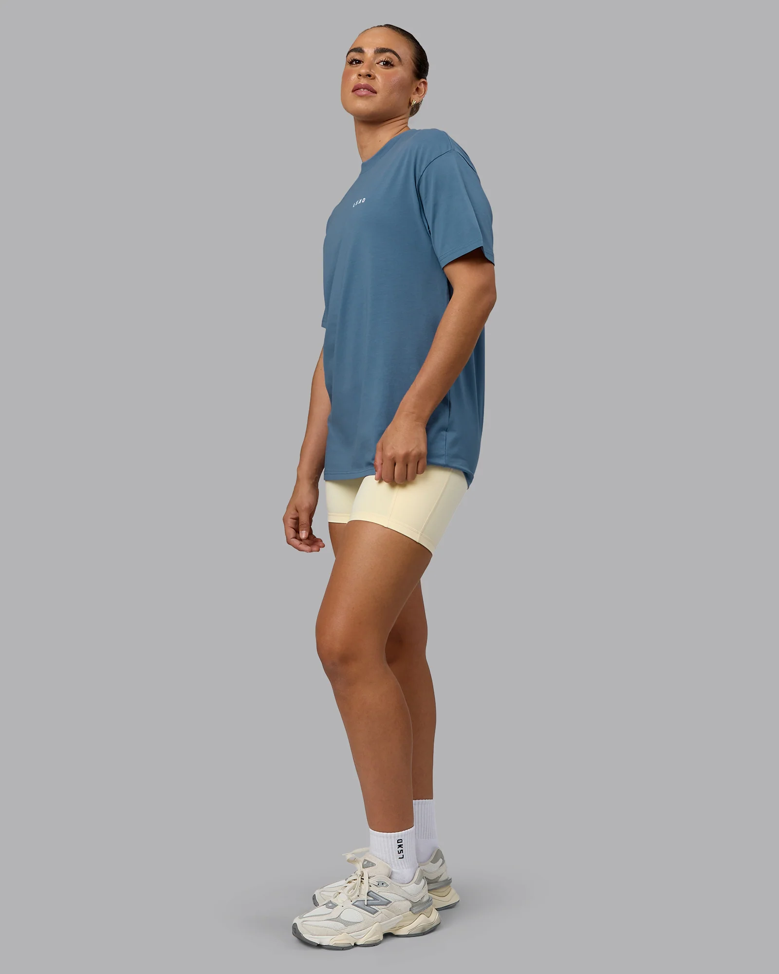 Move Fast Value Series FLXCotton Oversized Tee - Elemental Blue-Off White - Image 5