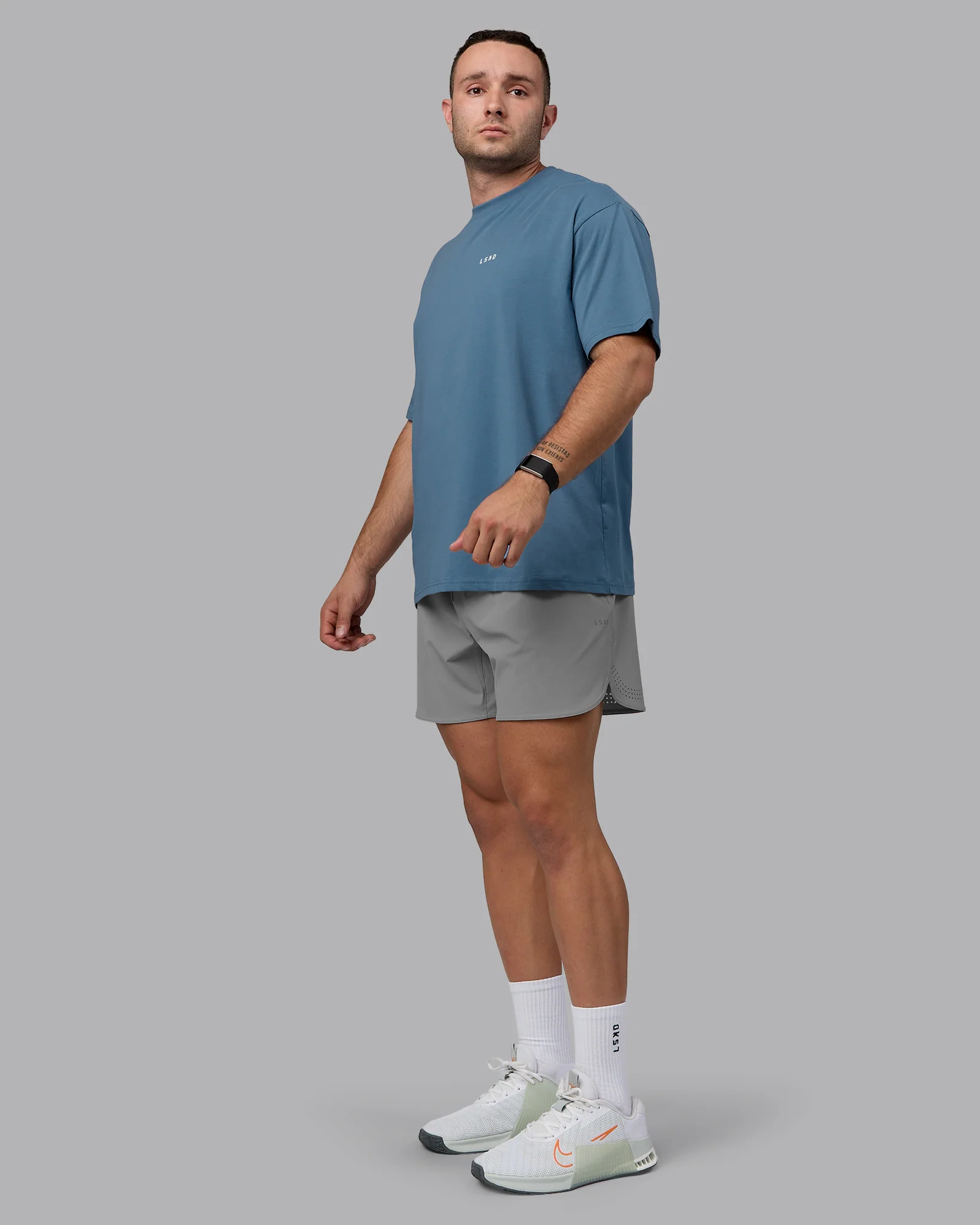 Move Fast Value Series FLXCotton Oversized Tee - Elemental Blue-Off White - Image 6