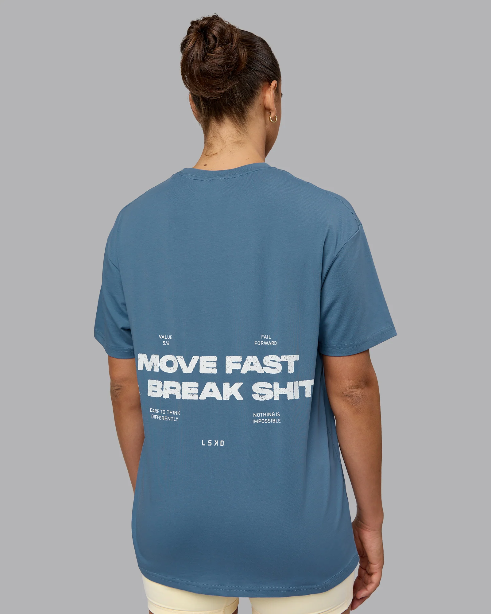 Move Fast Value Series FLXCotton Oversized Tee - Elemental Blue-Off White - Image 7