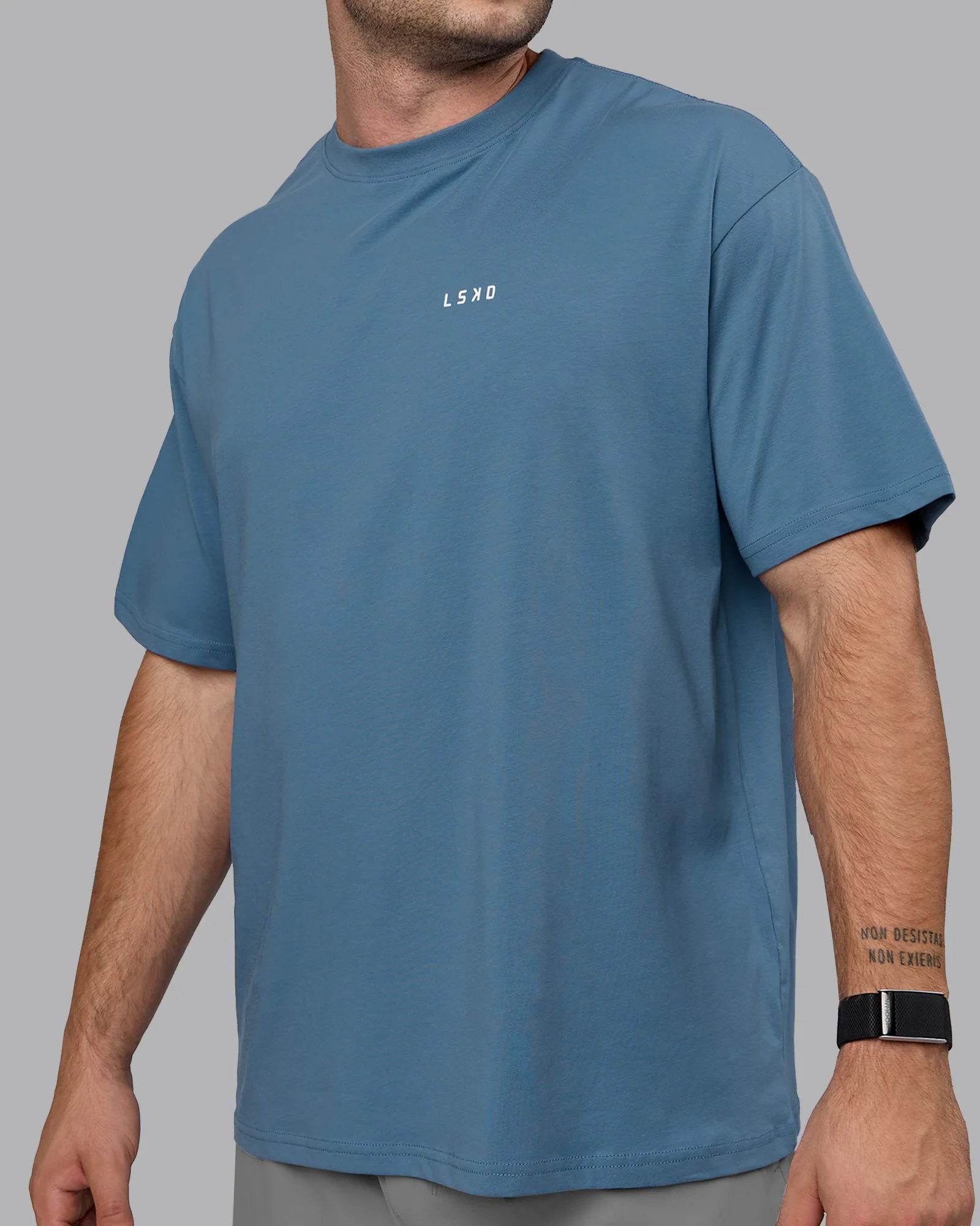Move Fast Value Series FLXCotton Oversized Tee - Elemental Blue-Off White - Image 9