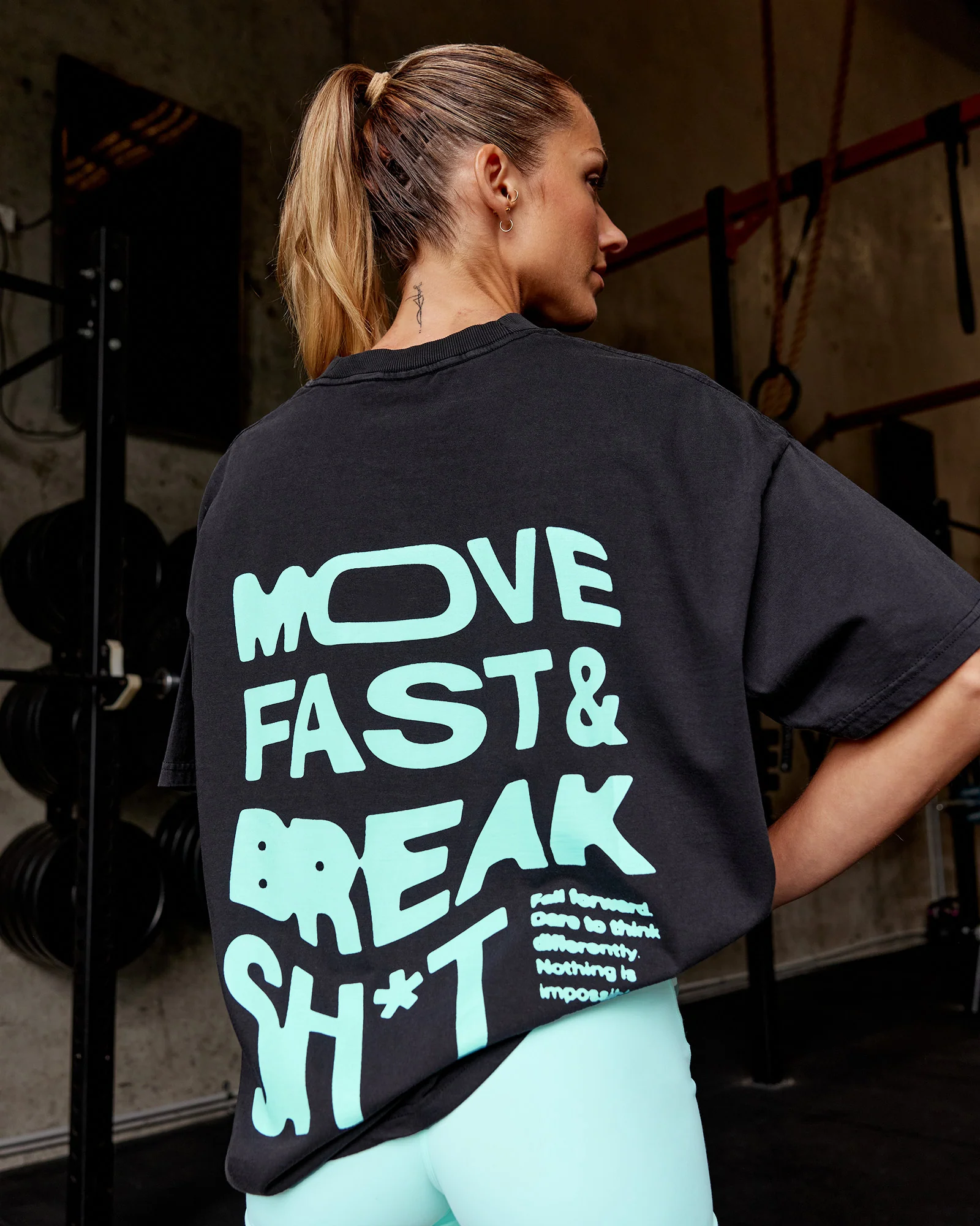Move Fast Washed Heavyweight Tee Oversize - Black-Island Paradise - Image 2