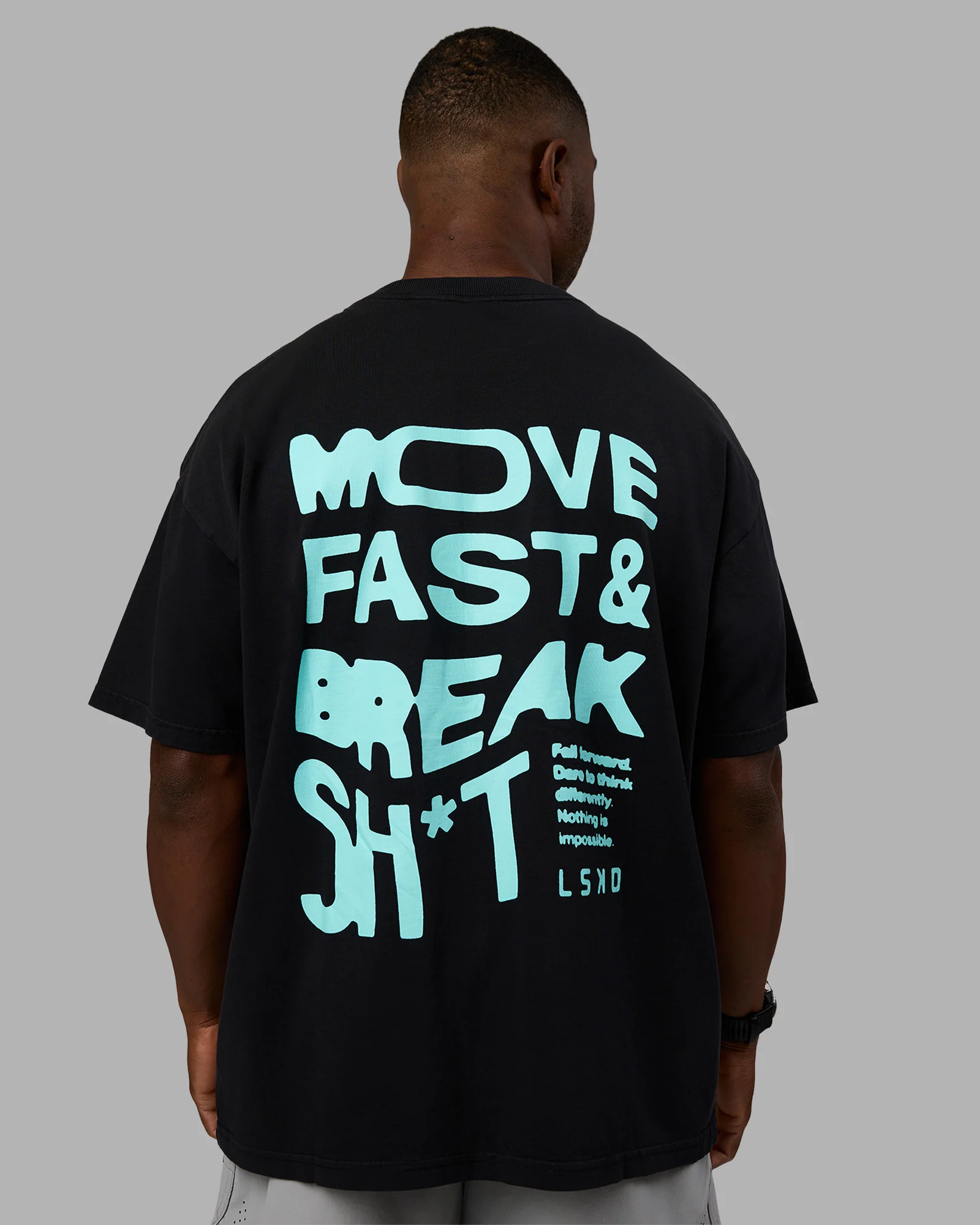 Move Fast Washed Heavyweight Tee Oversize - Black-Island Paradise - Image 6