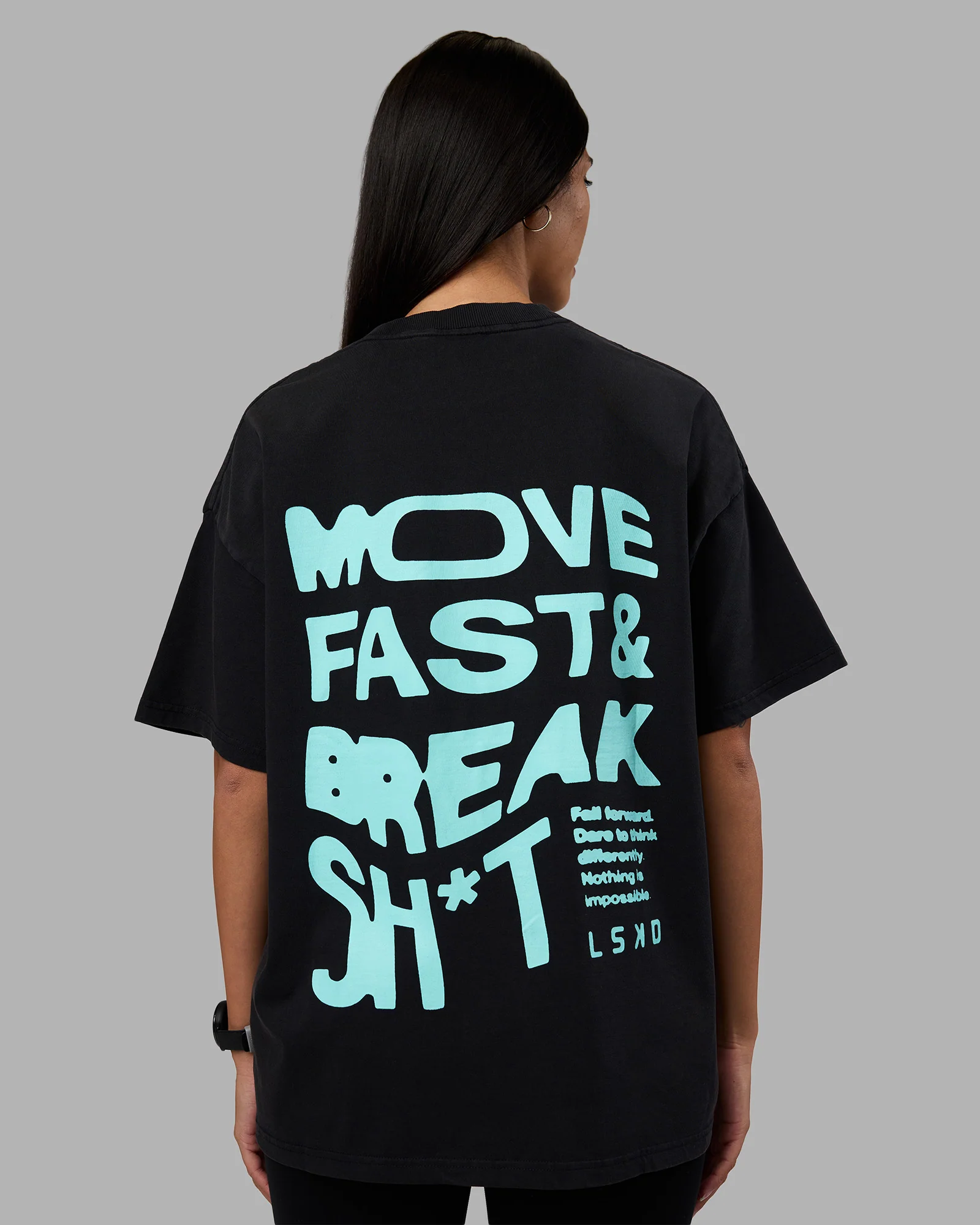 Move Fast Washed Heavyweight Tee Oversize - Black-Island Paradise - Image 9