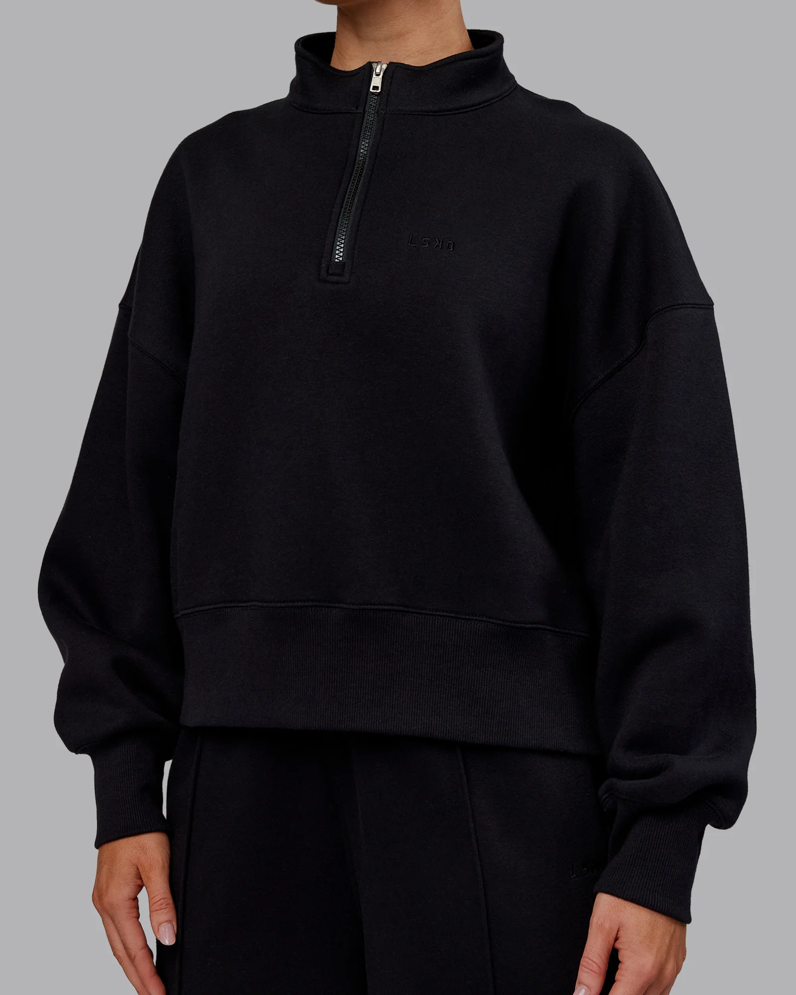 MVP 1/2 Zip Oversized Sweater - Black - Image 4