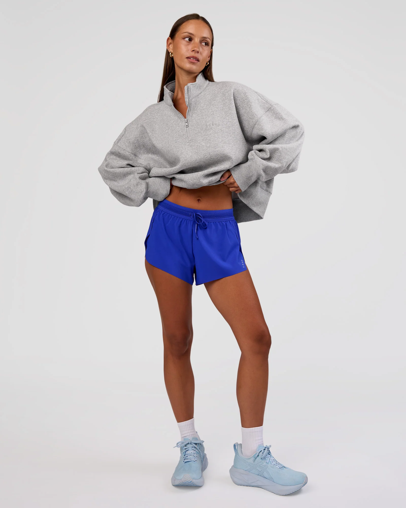 MVP 1/2 Zip Oversized Sweater - Light Grey Marl - Image 2