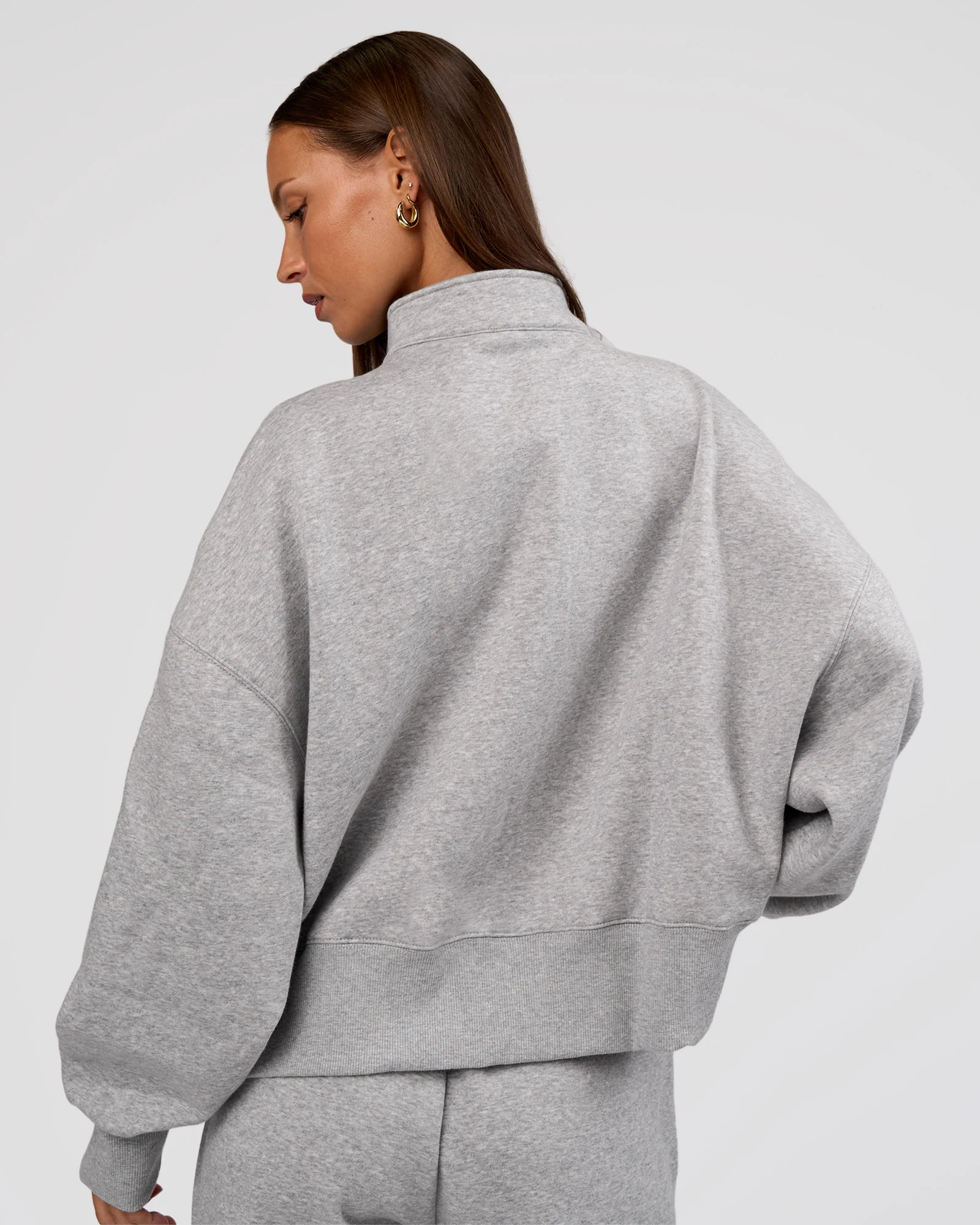 MVP 1/2 Zip Oversized Sweater - Light Grey Marl - Image 4