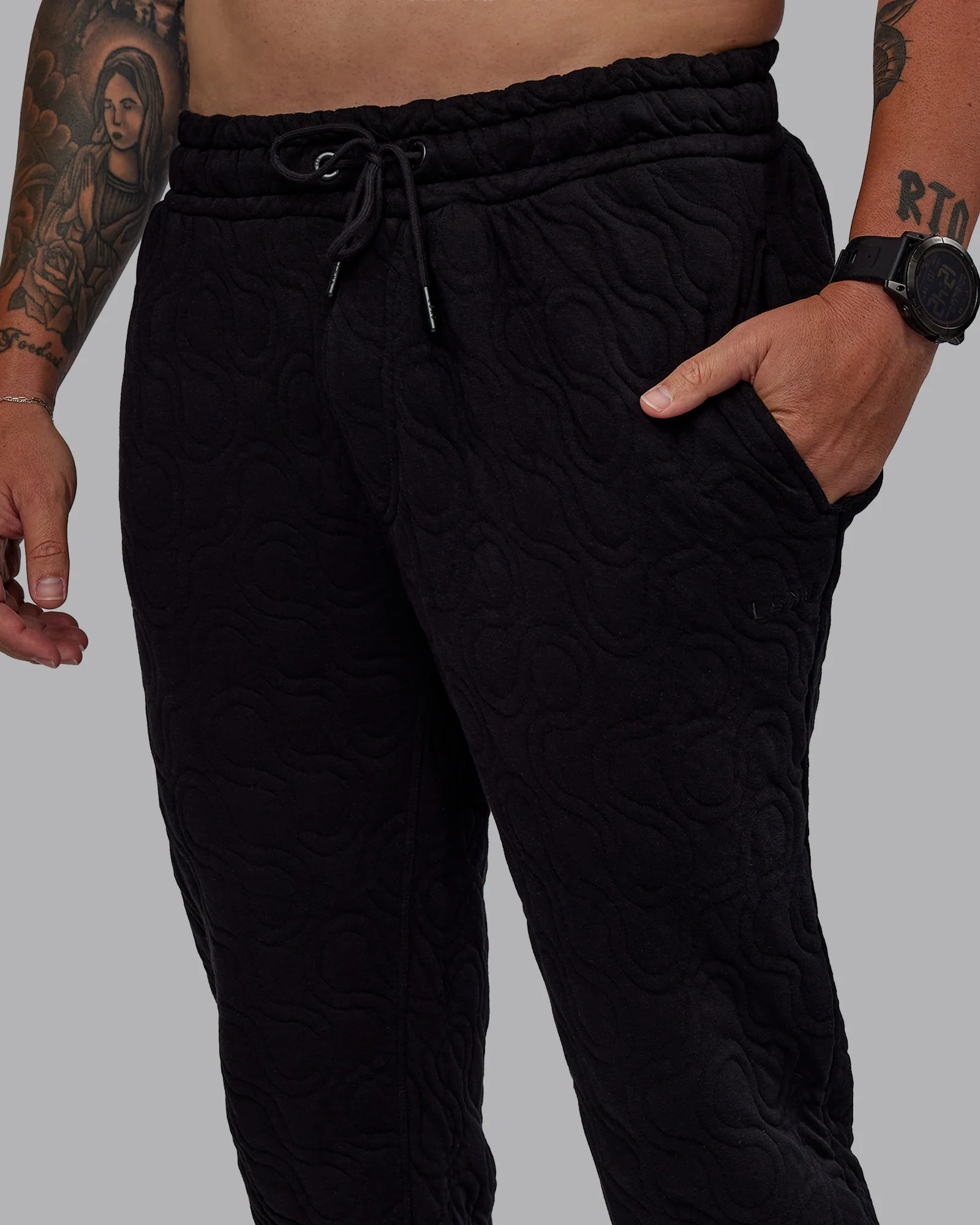 MVP Quilted Track Pant - Black-Geometric - Image 3