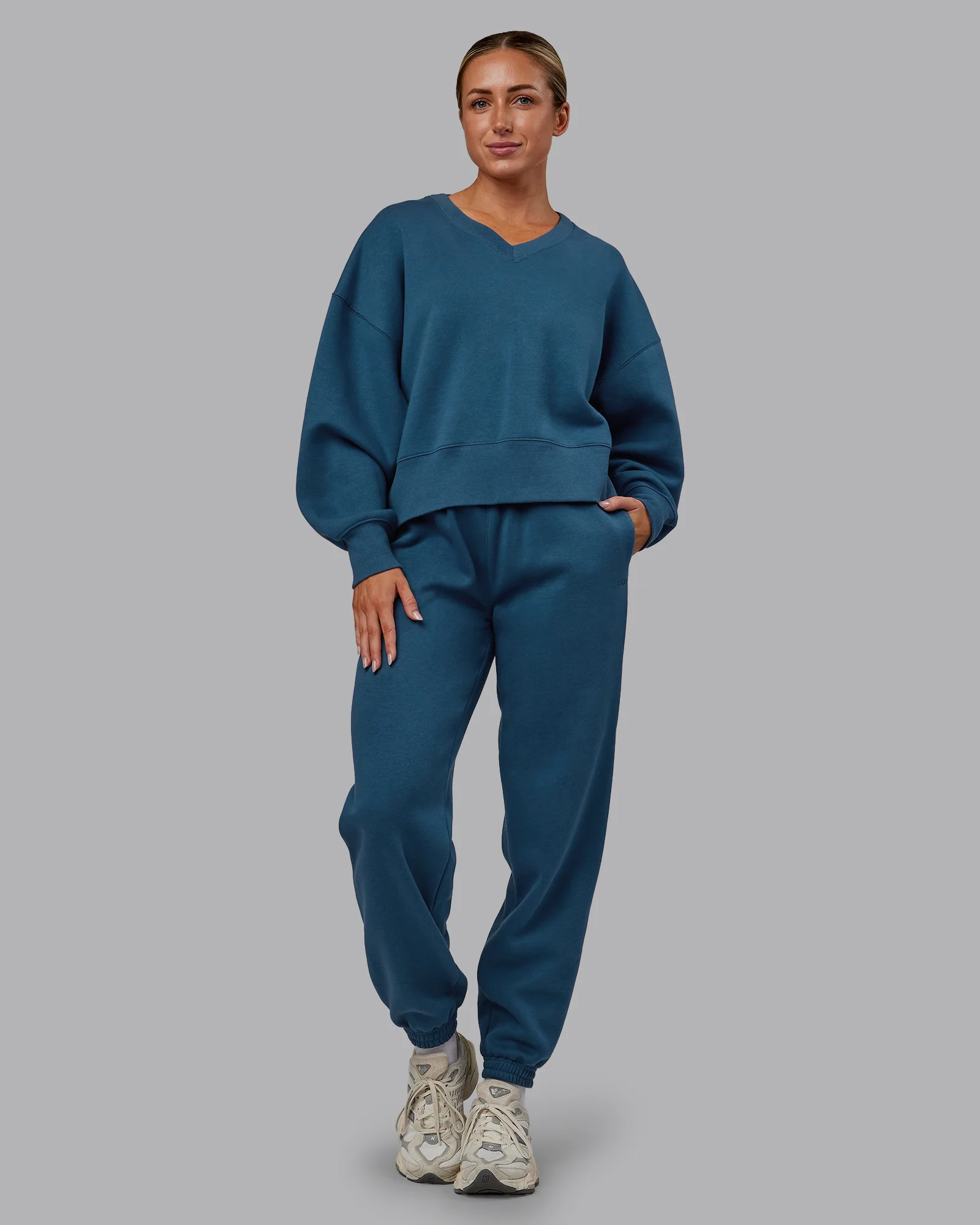 MVP V Neck Oversized Sweater - Indigo - Image 3