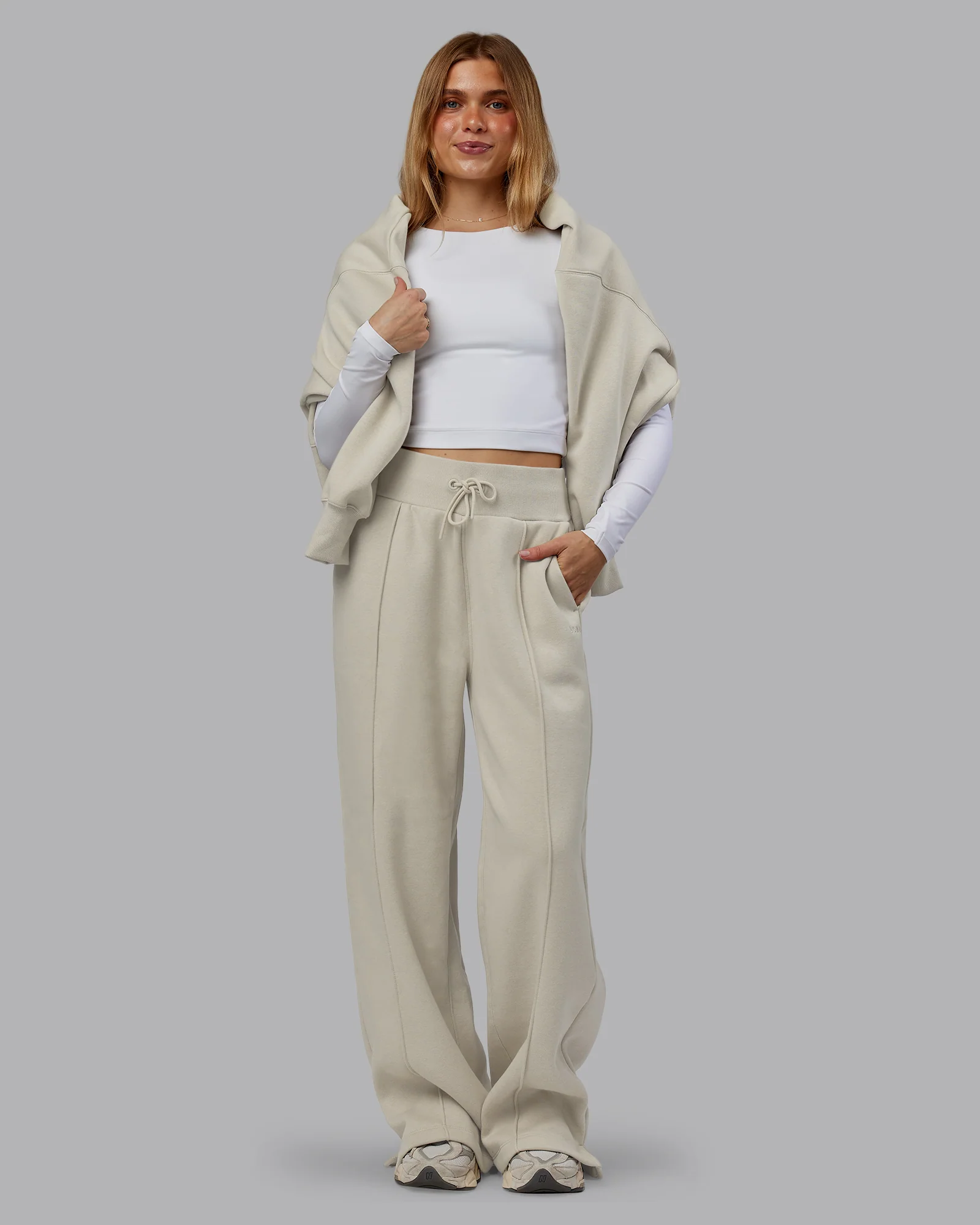 MVP Wide Leg Track Pant - Shale Beige - Image 2