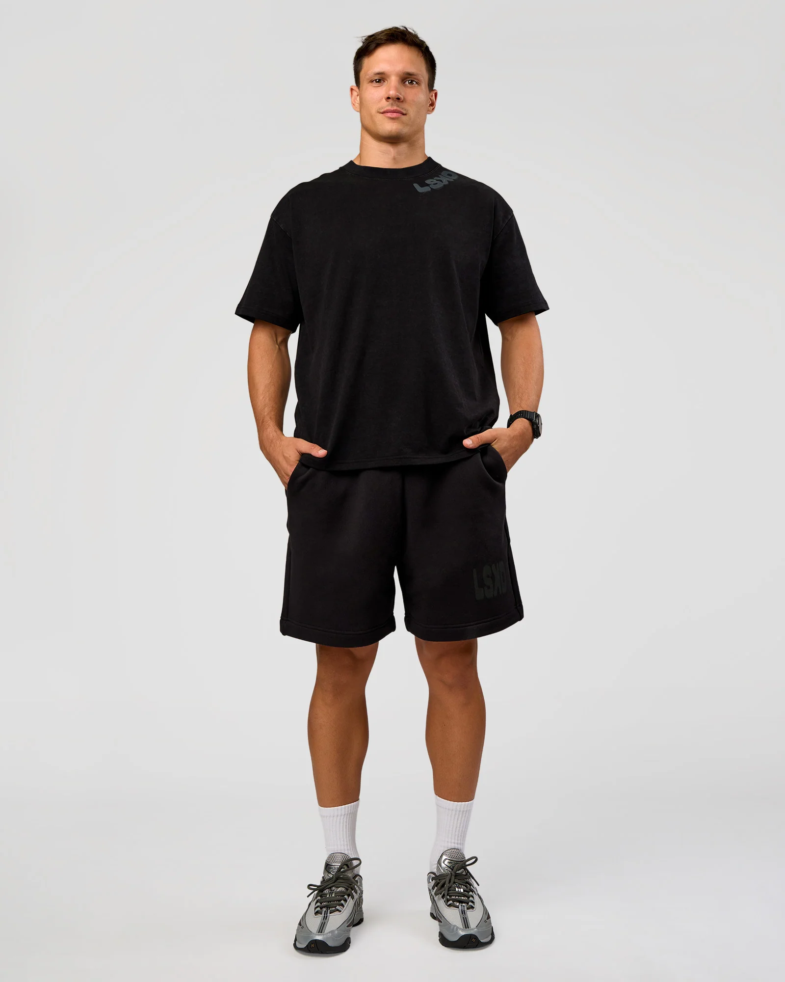 Offset Heavyweight Unisex Oversized Tee - Black Washed-Castlerock - Image 10