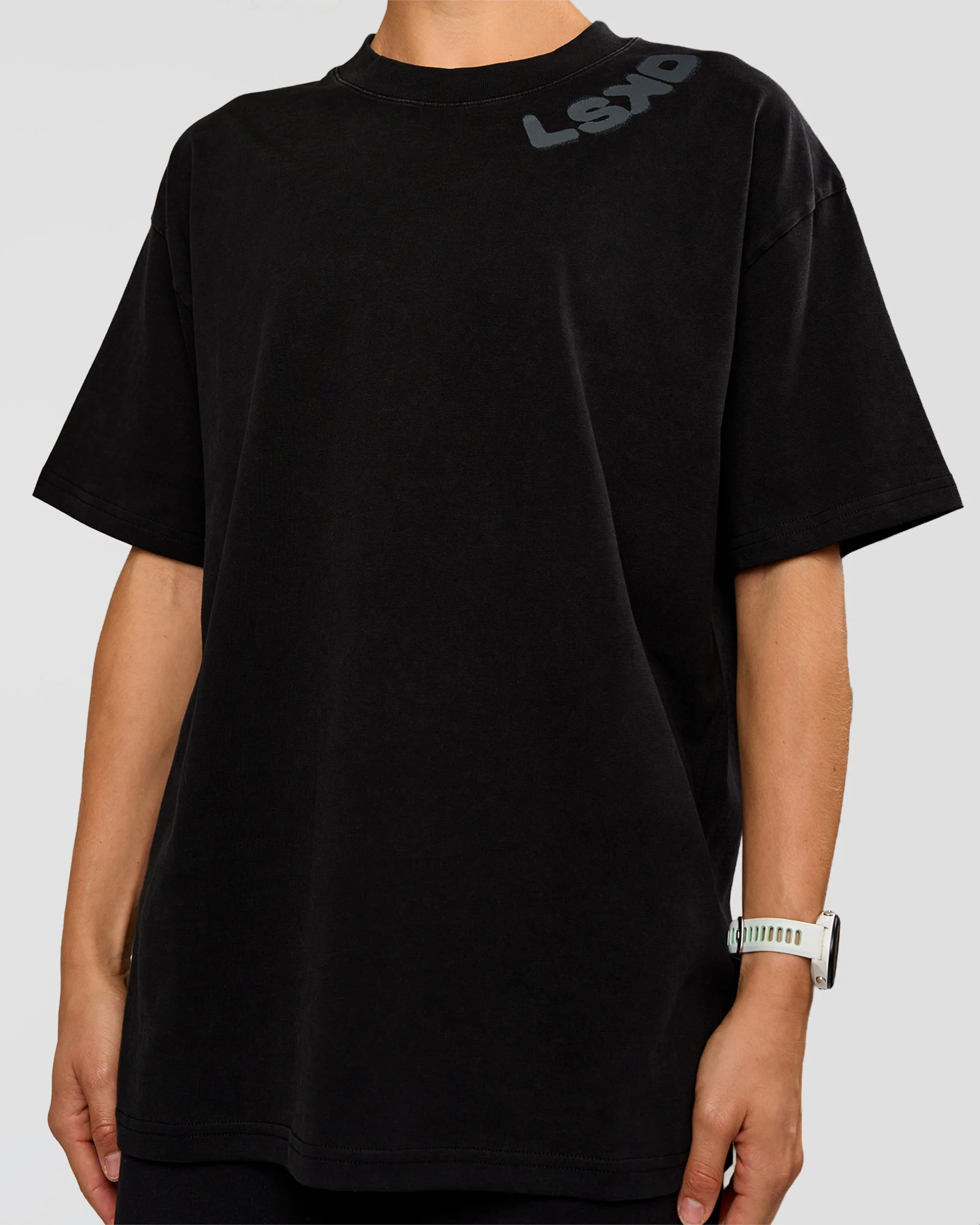 Offset Heavyweight Unisex Oversized Tee - Black Washed-Castlerock - Image 12