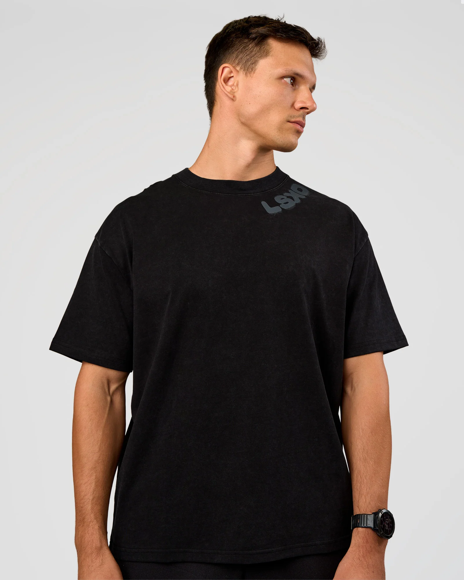 Offset Heavyweight Unisex Oversized Tee - Black Washed-Castlerock - Image 2