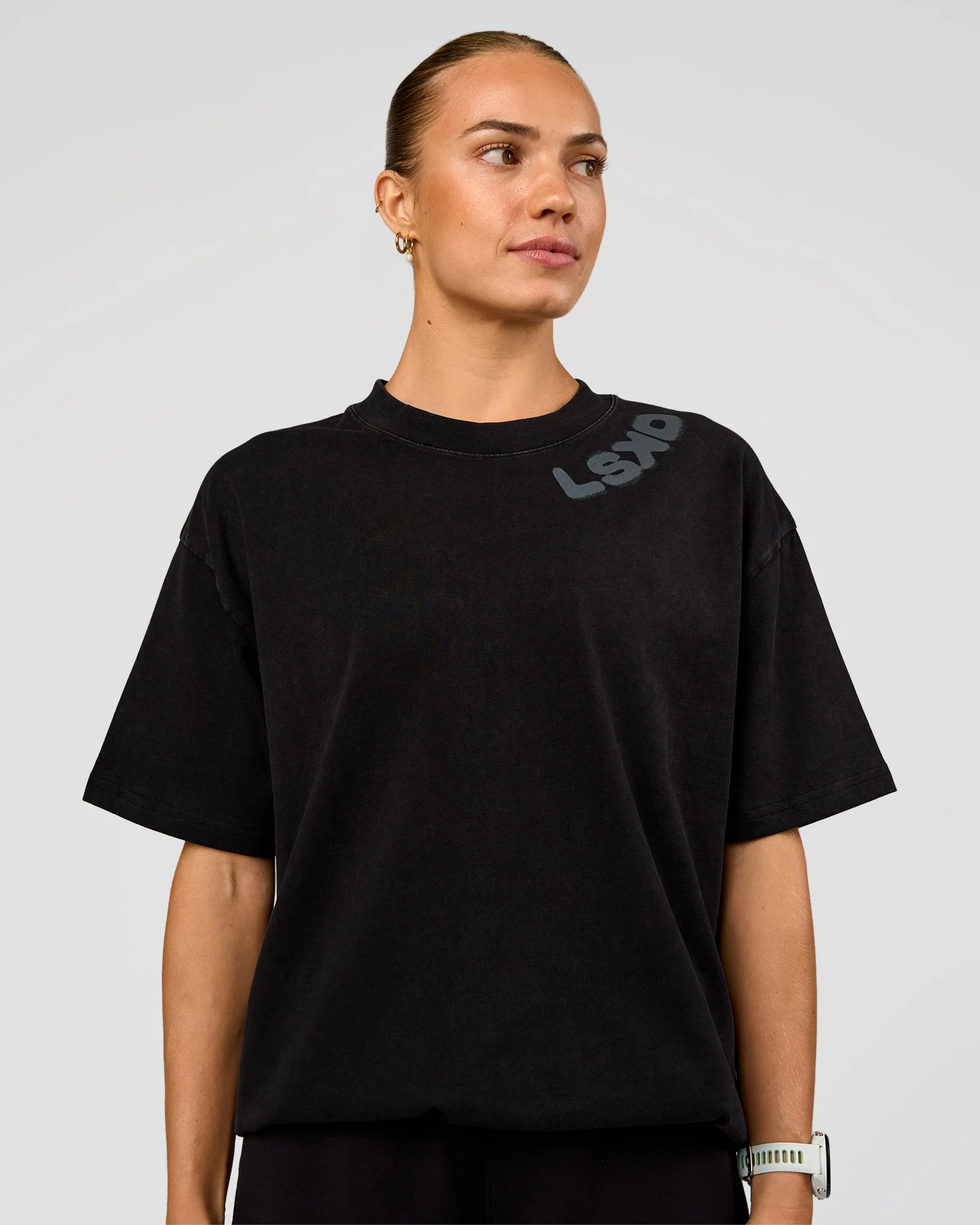 Offset Heavyweight Unisex Oversized Tee - Black Washed-Castlerock - Image 4