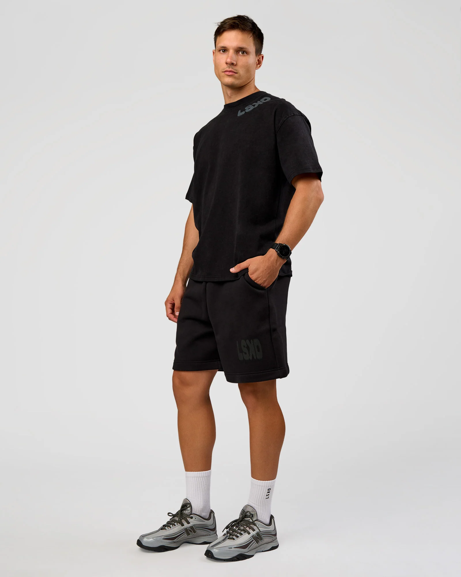Offset Heavyweight Unisex Oversized Tee - Black Washed-Castlerock - Image 6