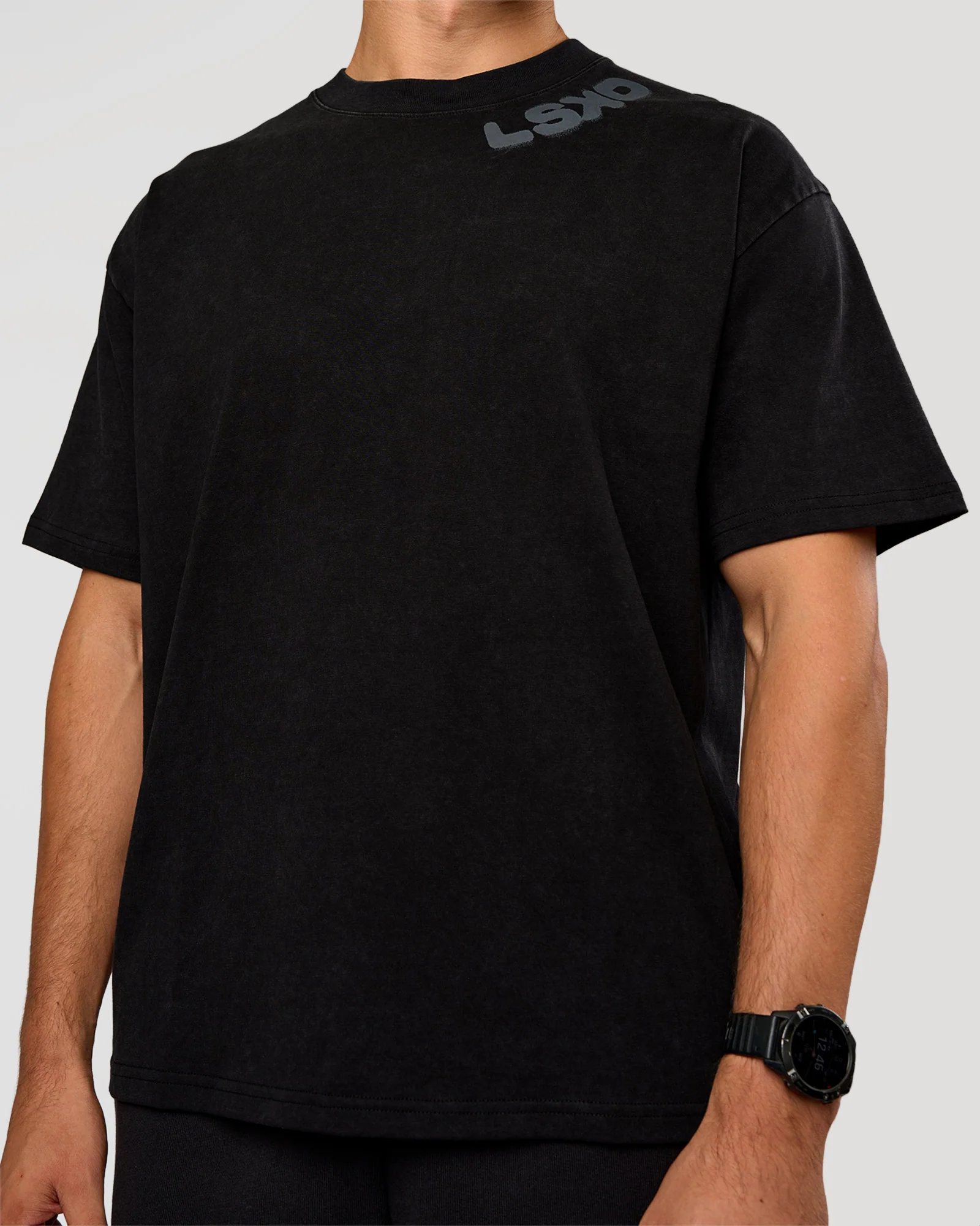 Offset Heavyweight Unisex Oversized Tee - Black Washed-Castlerock - Image 7