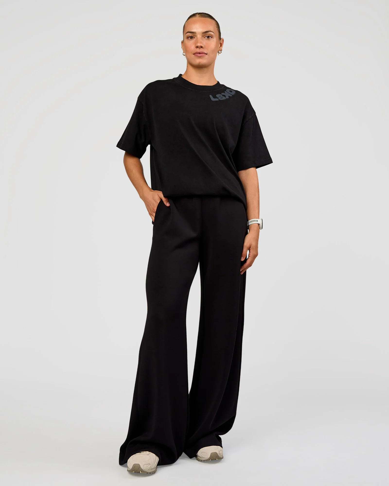 Offset Heavyweight Unisex Oversized Tee - Black Washed-Castlerock - Image 9