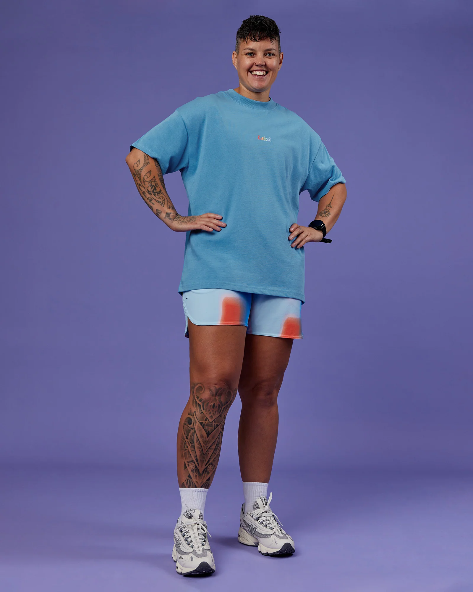 Our Journey Heavyweight Oversized Tee - Azure Blue-Rainbow - Image 10