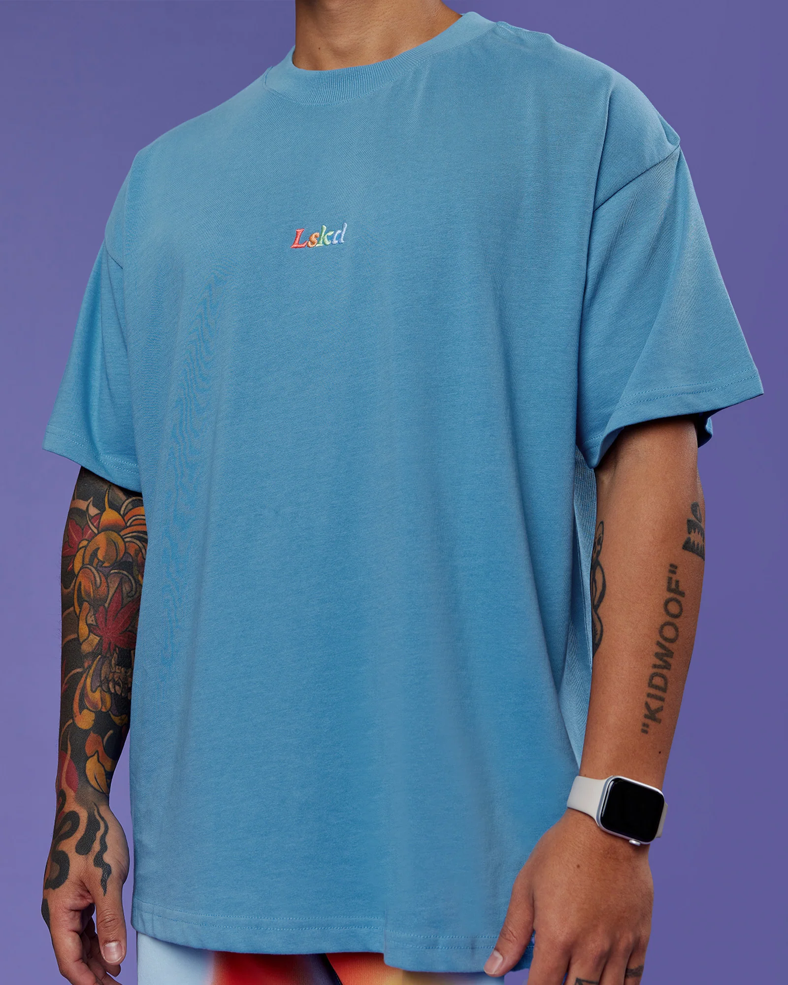 Our Journey Heavyweight Oversized Tee - Azure Blue-Rainbow - Image 11