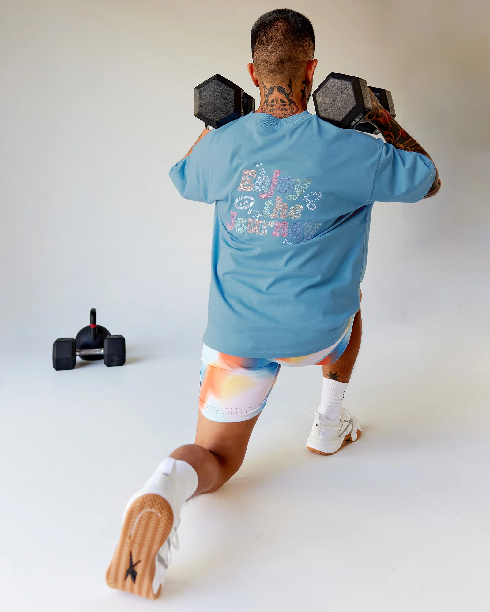 Our Journey Heavyweight Oversized Tee - Azure Blue-Rainbow - Image 2