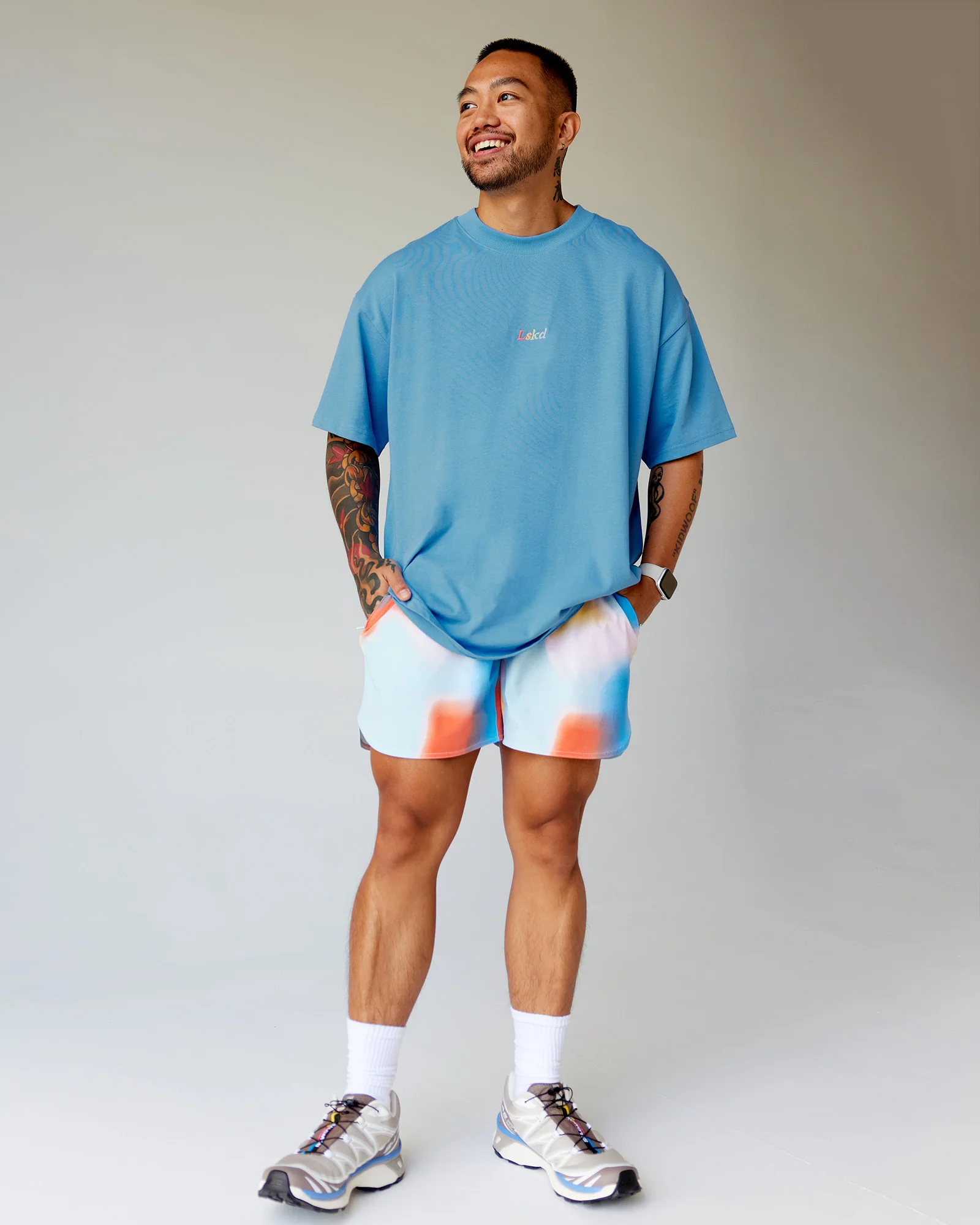 Our Journey Heavyweight Oversized Tee - Azure Blue-Rainbow - Image 3