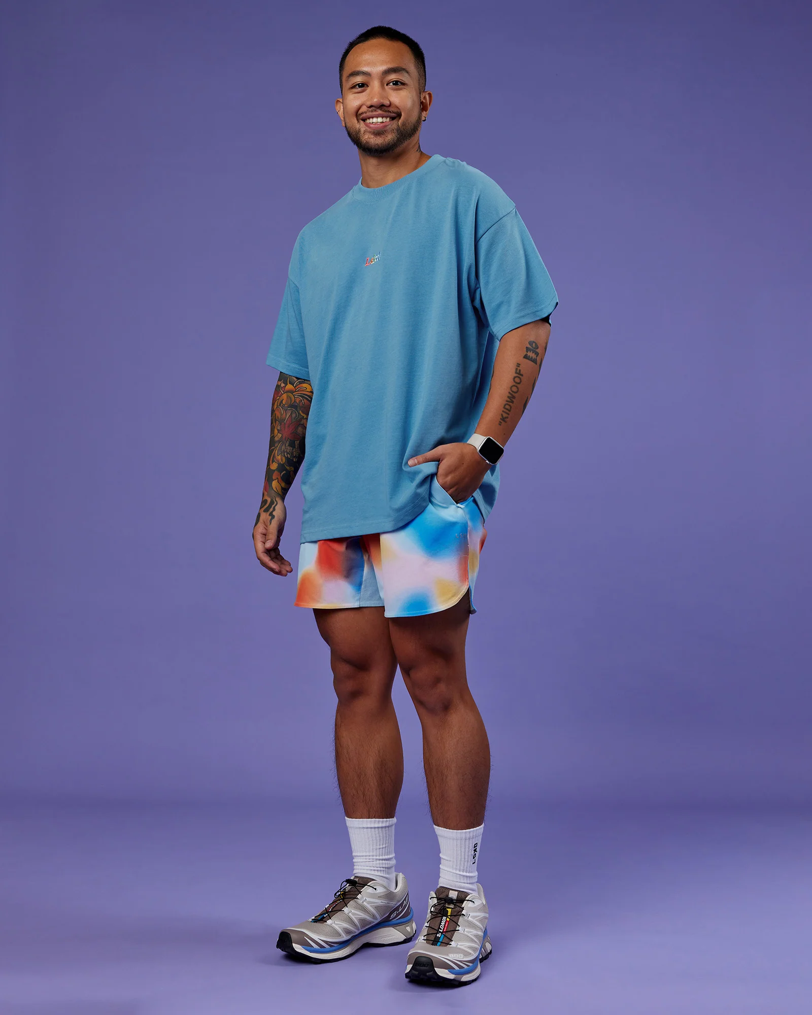 Our Journey Heavyweight Oversized Tee - Azure Blue-Rainbow - Image 5