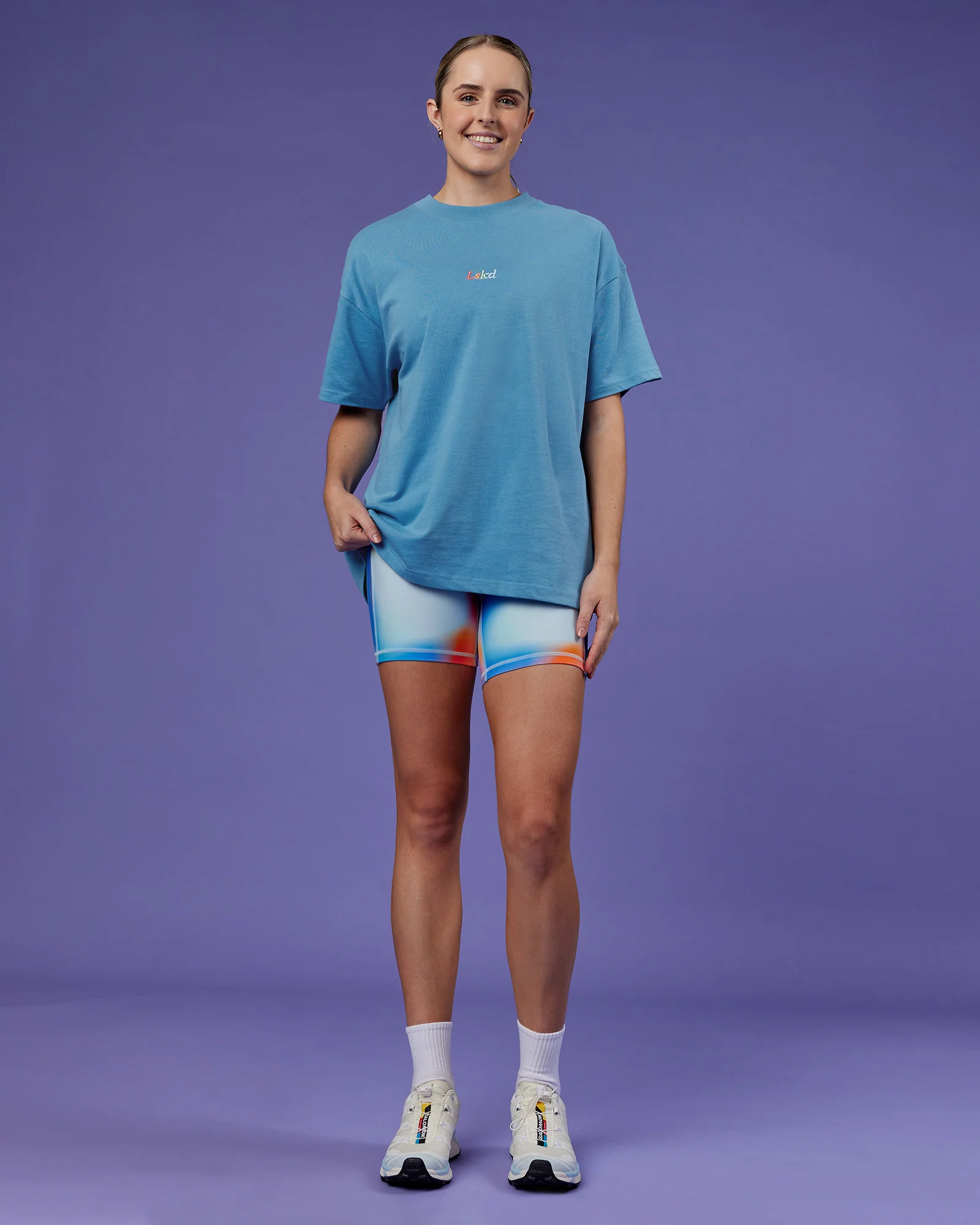 Our Journey Heavyweight Oversized Tee - Azure Blue-Rainbow - Image 6