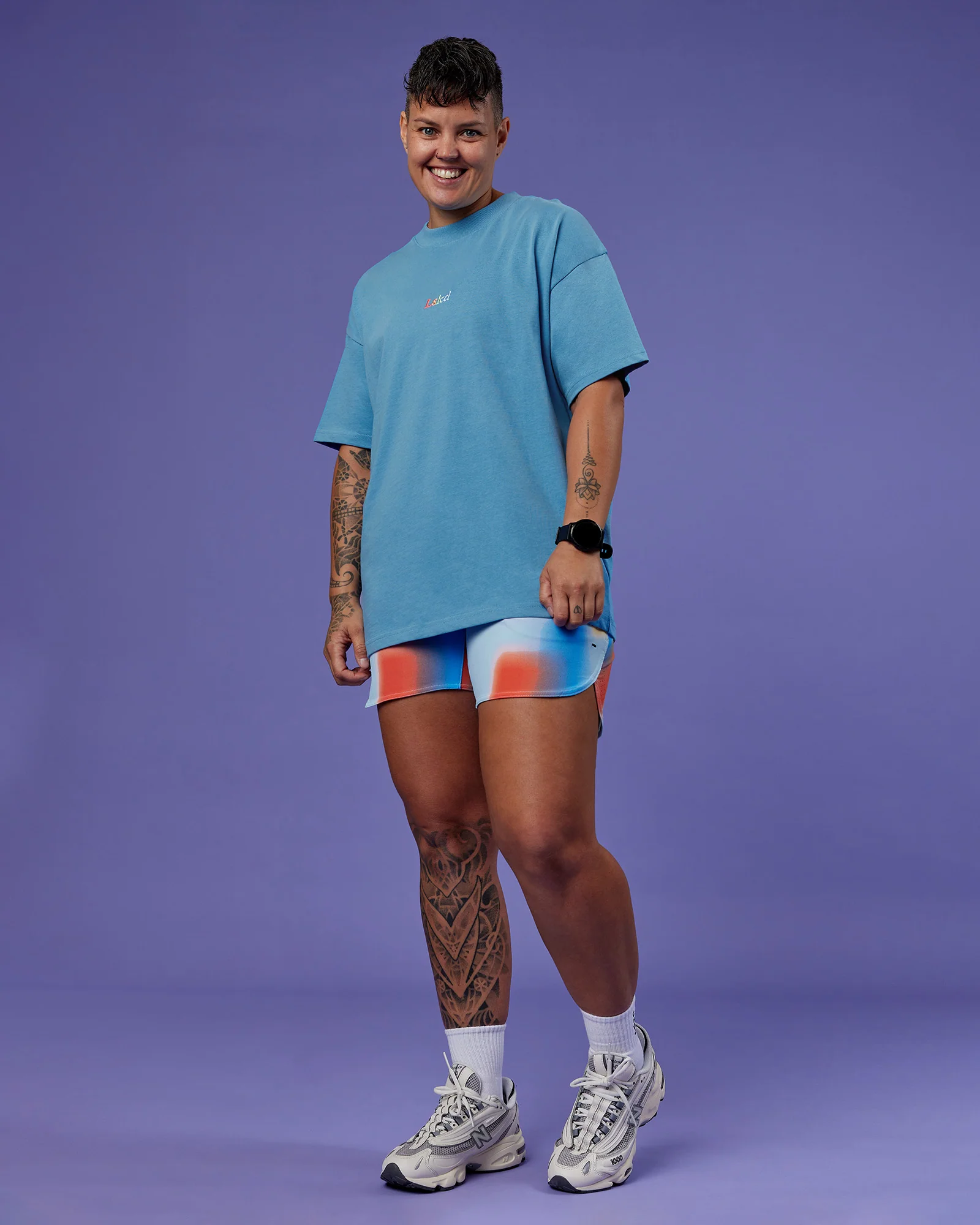 Our Journey Heavyweight Oversized Tee - Azure Blue-Rainbow - Image 7