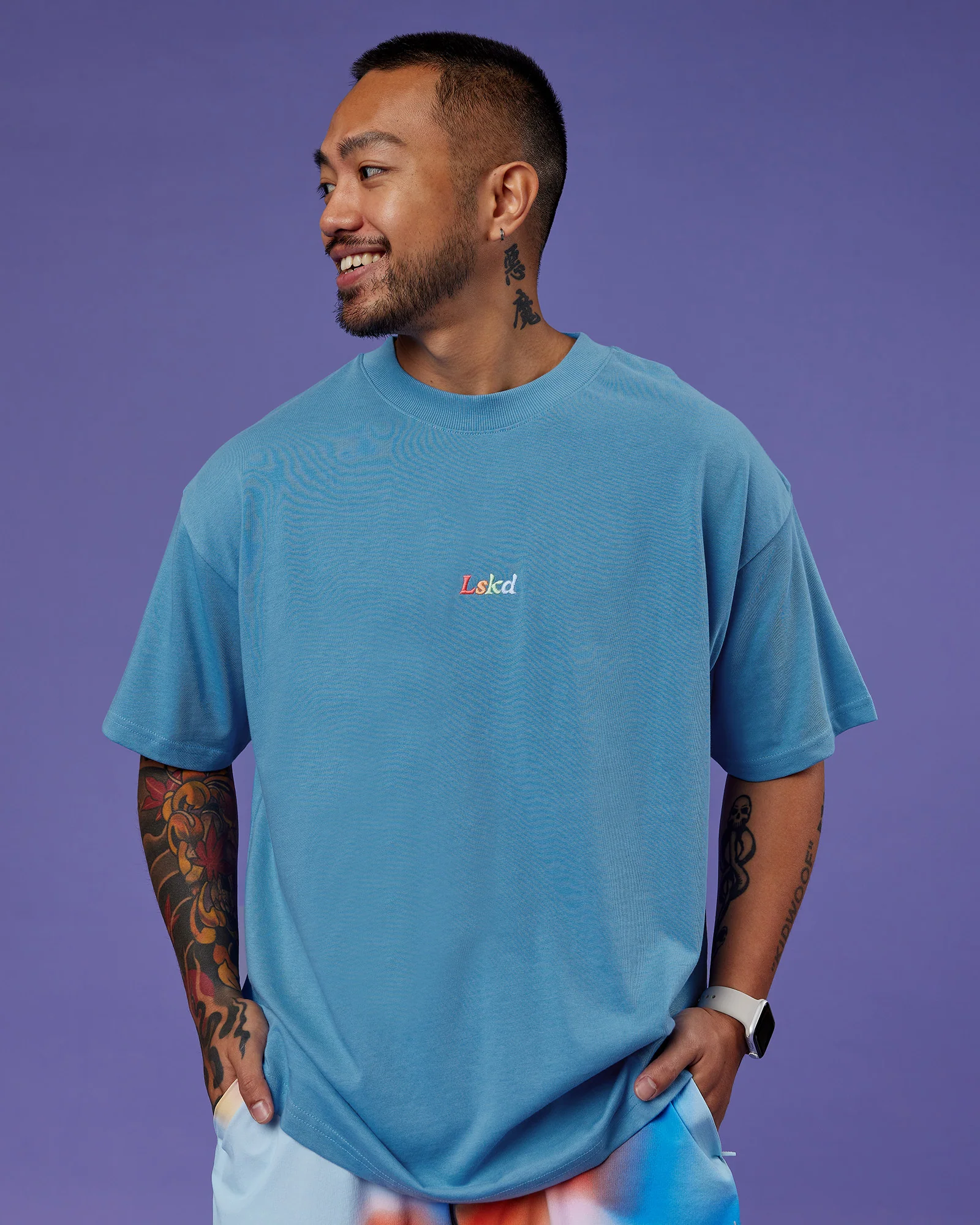 Our Journey Heavyweight Oversized Tee - Azure Blue-Rainbow - Image 8