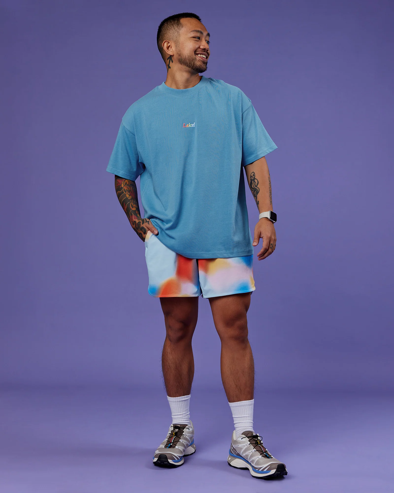 Our Journey Heavyweight Oversized Tee - Azure Blue-Rainbow - Image 9