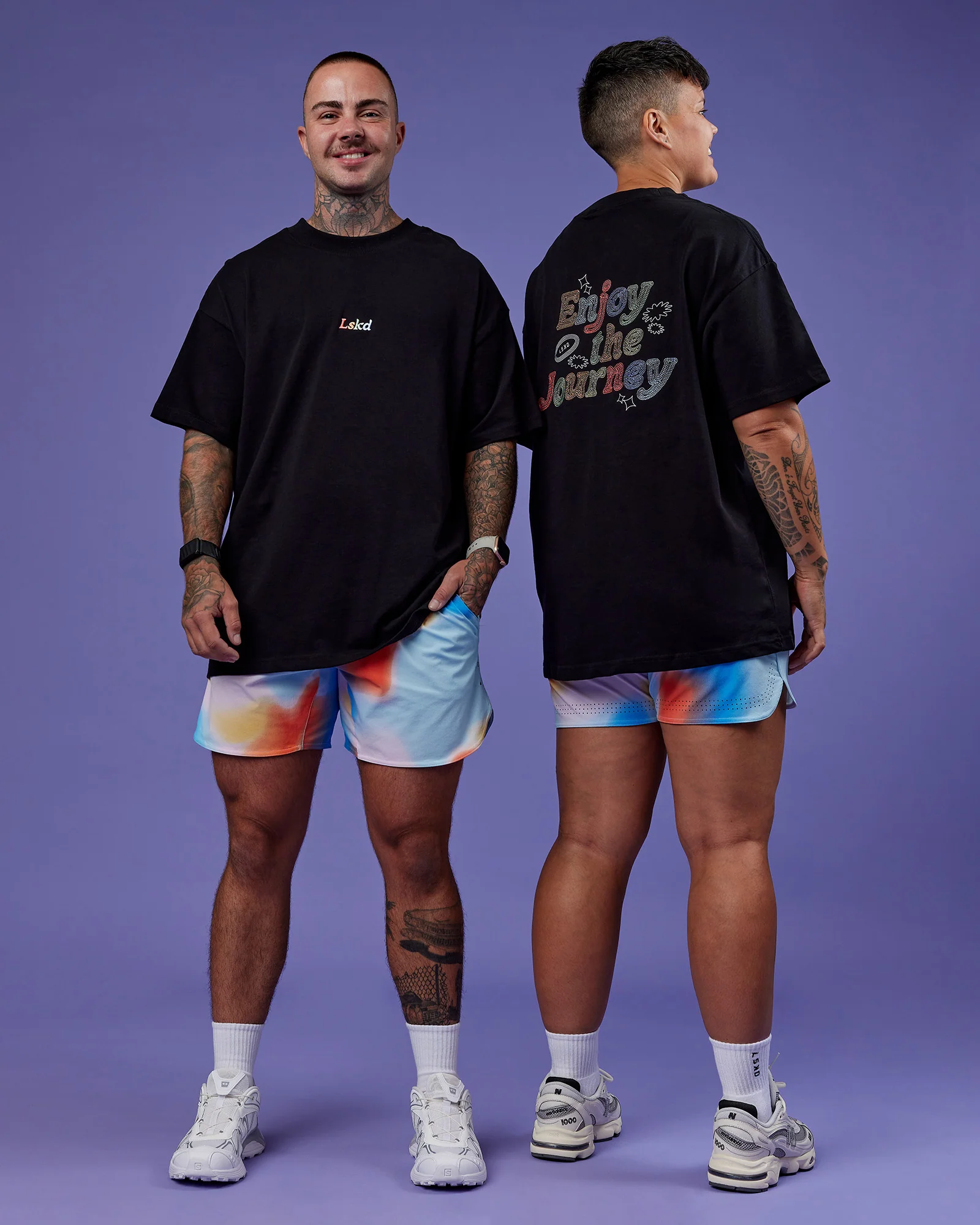 Our Journey Heavyweight Oversized Tee - Black-Rainbow - Image 3