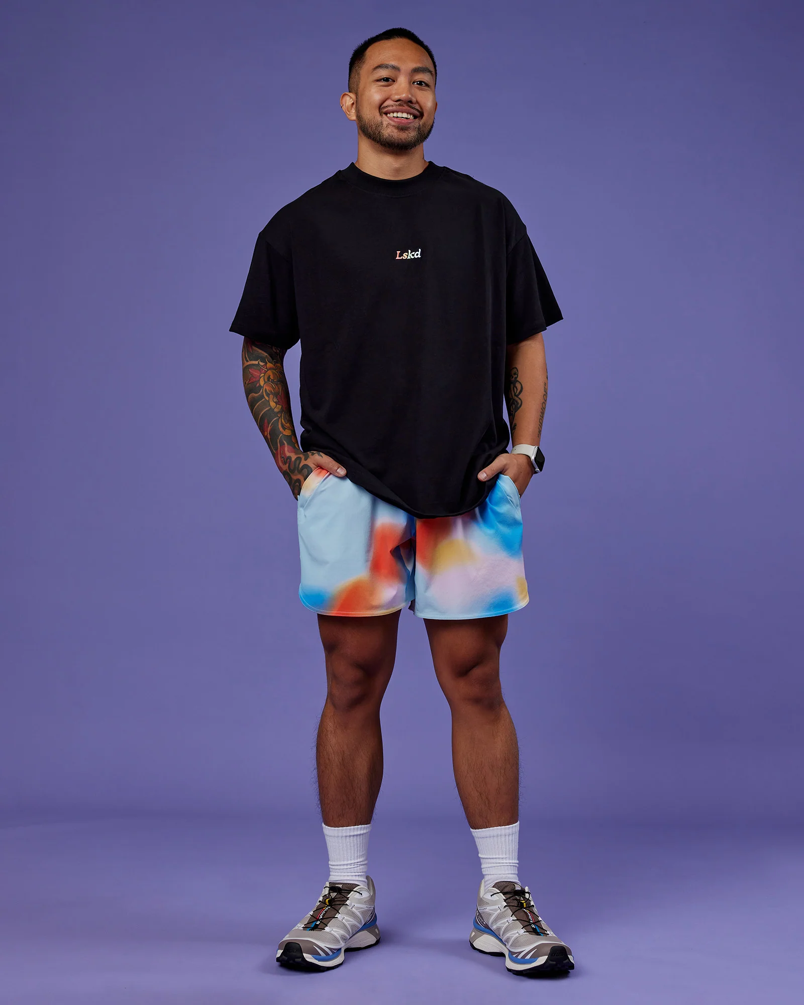 Our Journey Heavyweight Oversized Tee - Black-Rainbow - Image 6