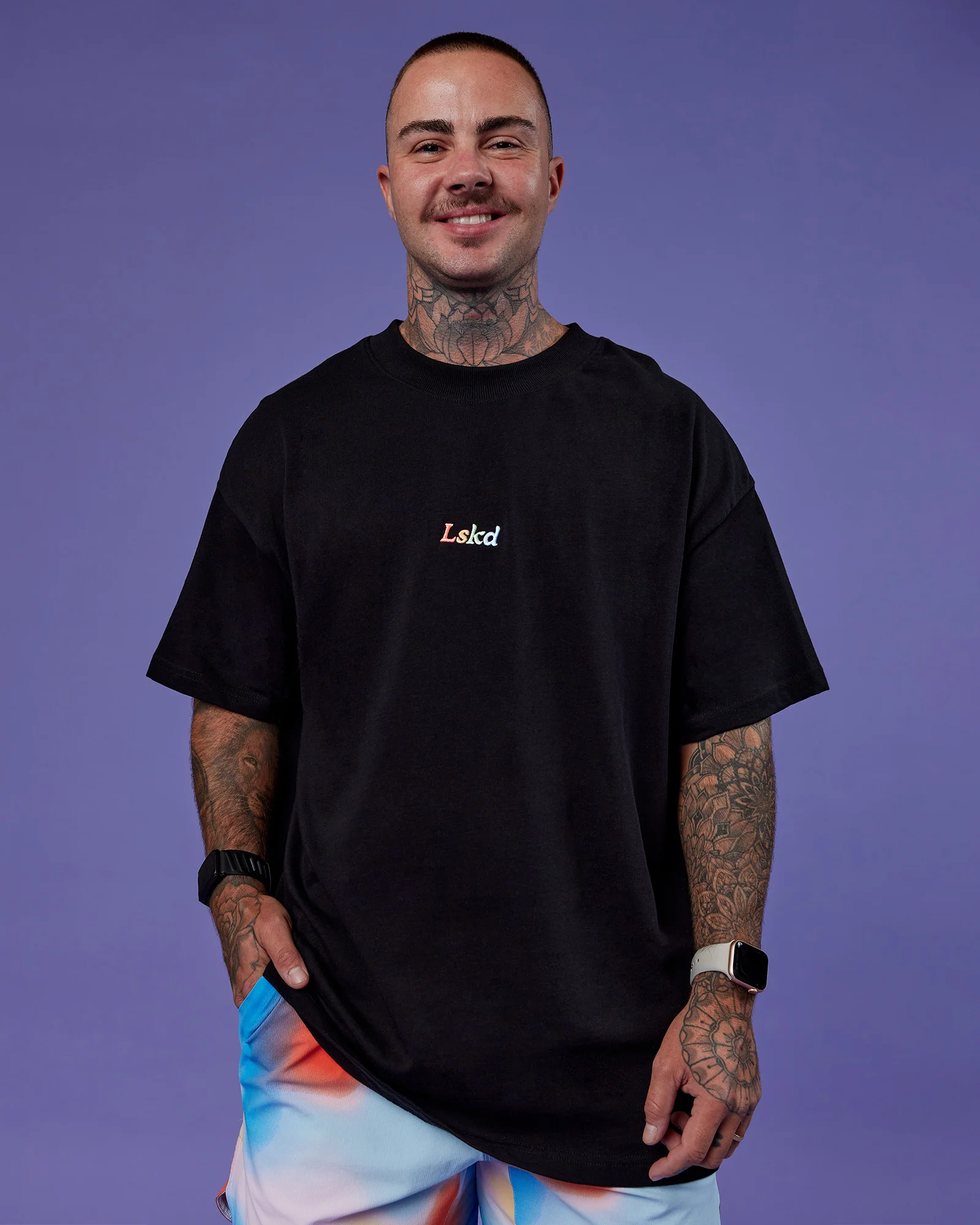 Our Journey Heavyweight Oversized Tee - Black-Rainbow - Image 8