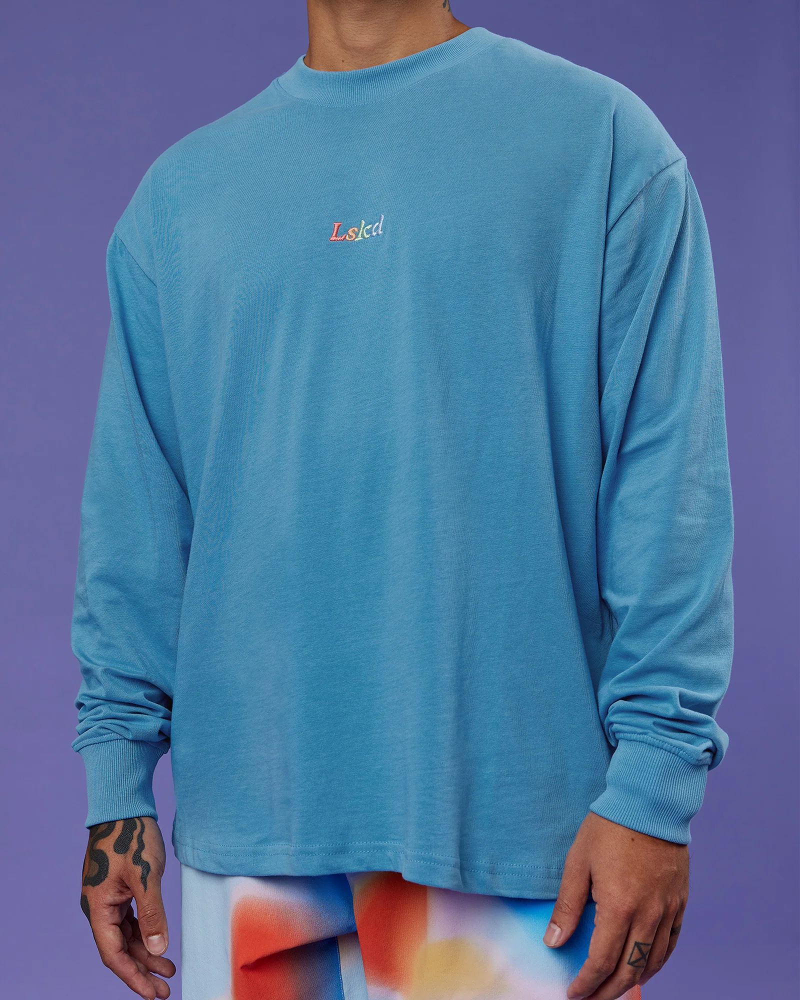 Our Journey Oversize Heavyweight FLXCotton Long Sleeve Tee - Azure Blue - Image 10