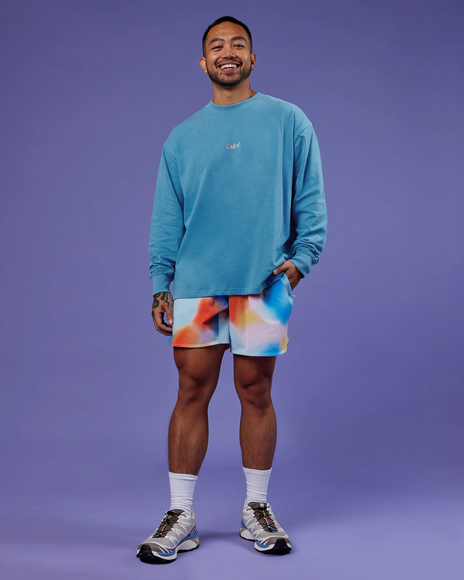 Our Journey Oversize Heavyweight FLXCotton Long Sleeve Tee - Azure Blue - Image 12