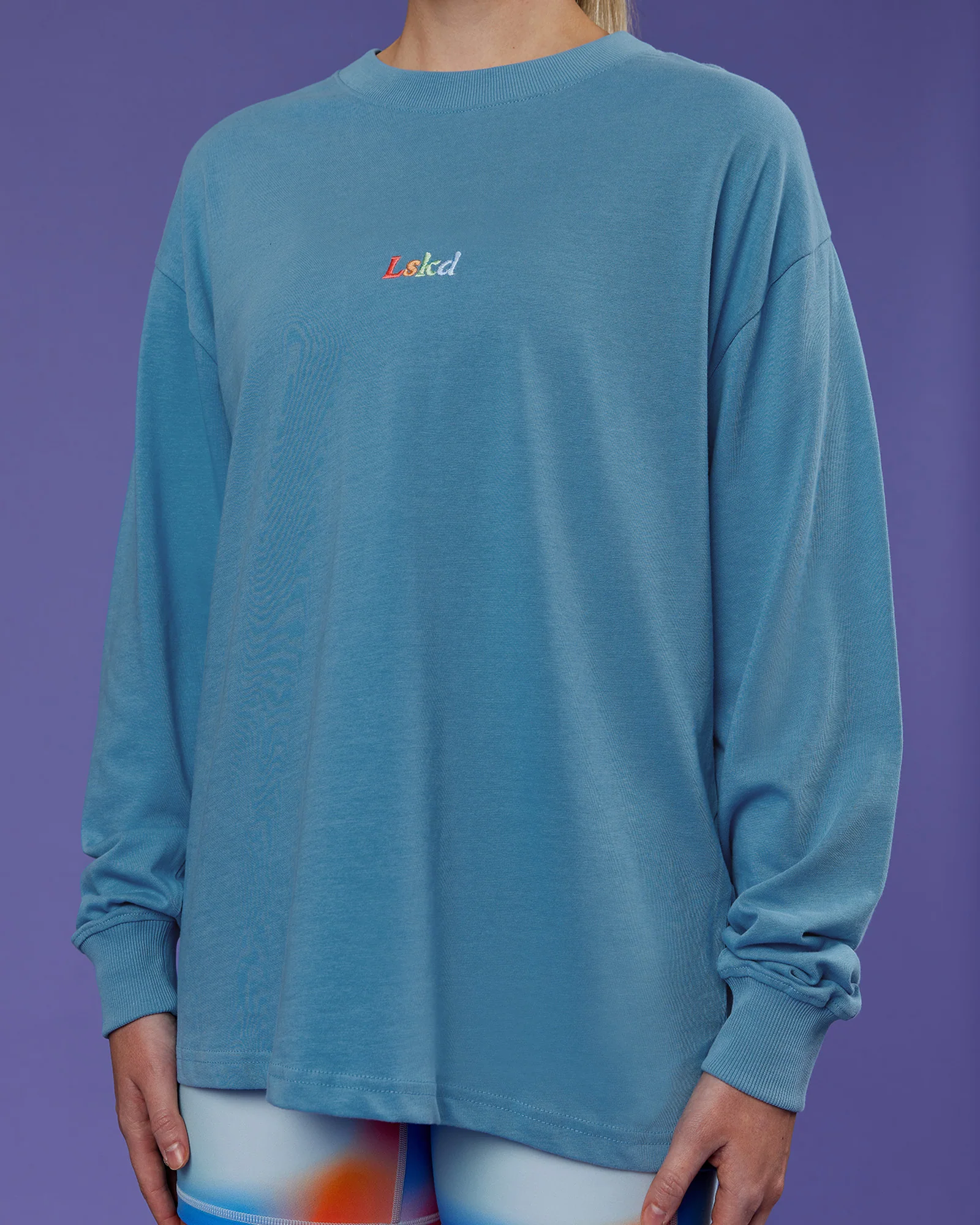 Our Journey Oversize Heavyweight FLXCotton Long Sleeve Tee - Azure Blue - Image 13