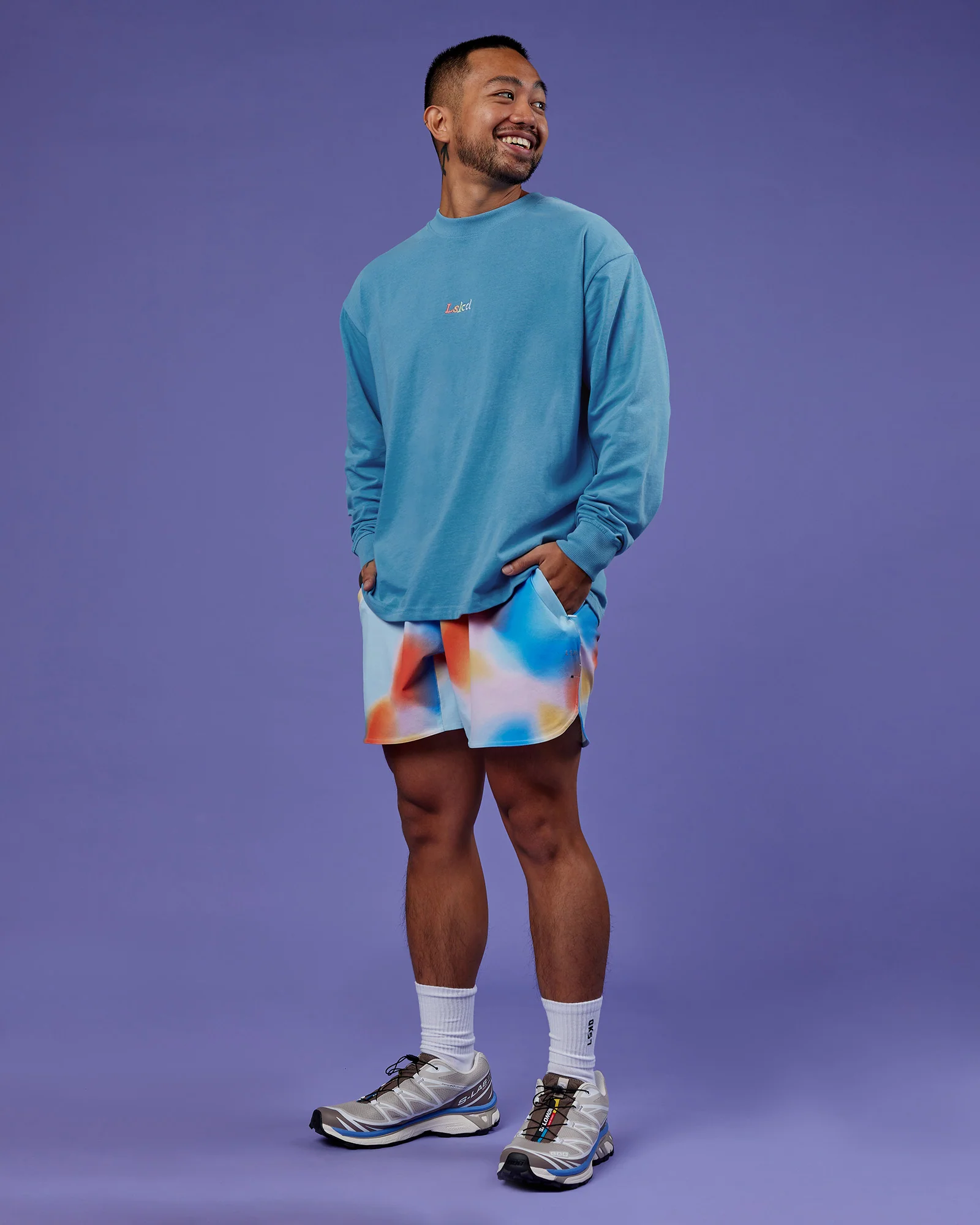 Our Journey Oversize Heavyweight FLXCotton Long Sleeve Tee - Azure Blue - Image 7