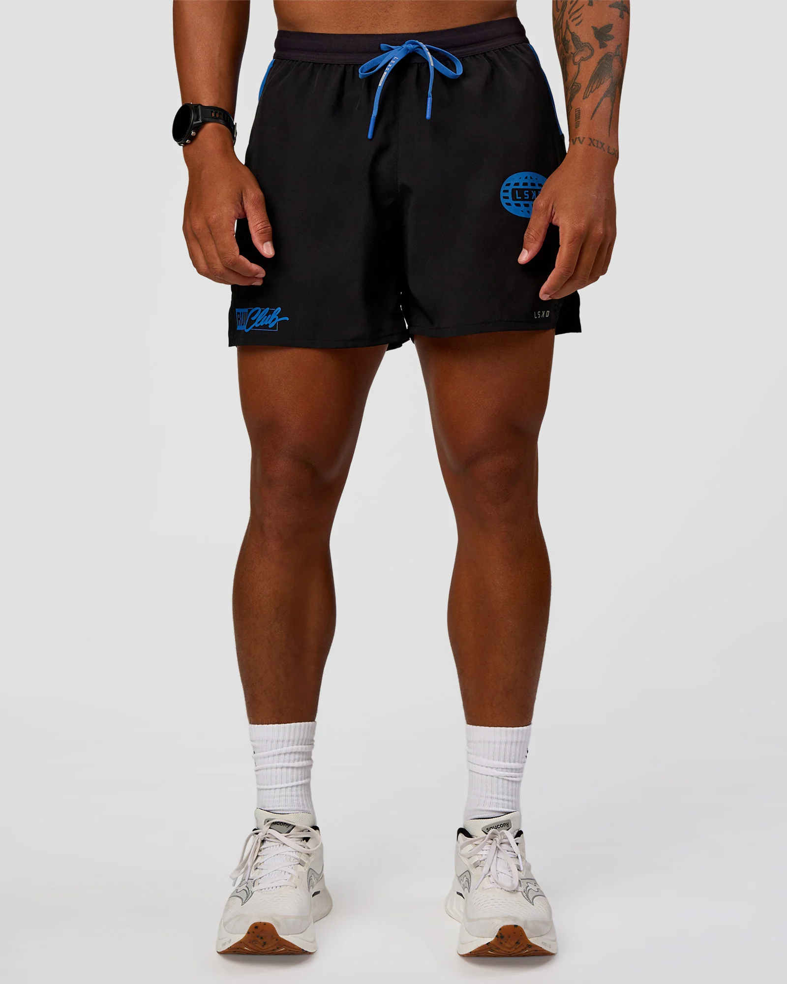 Pace 5" Lined Running Short - Black-Palace Blue - Image 3